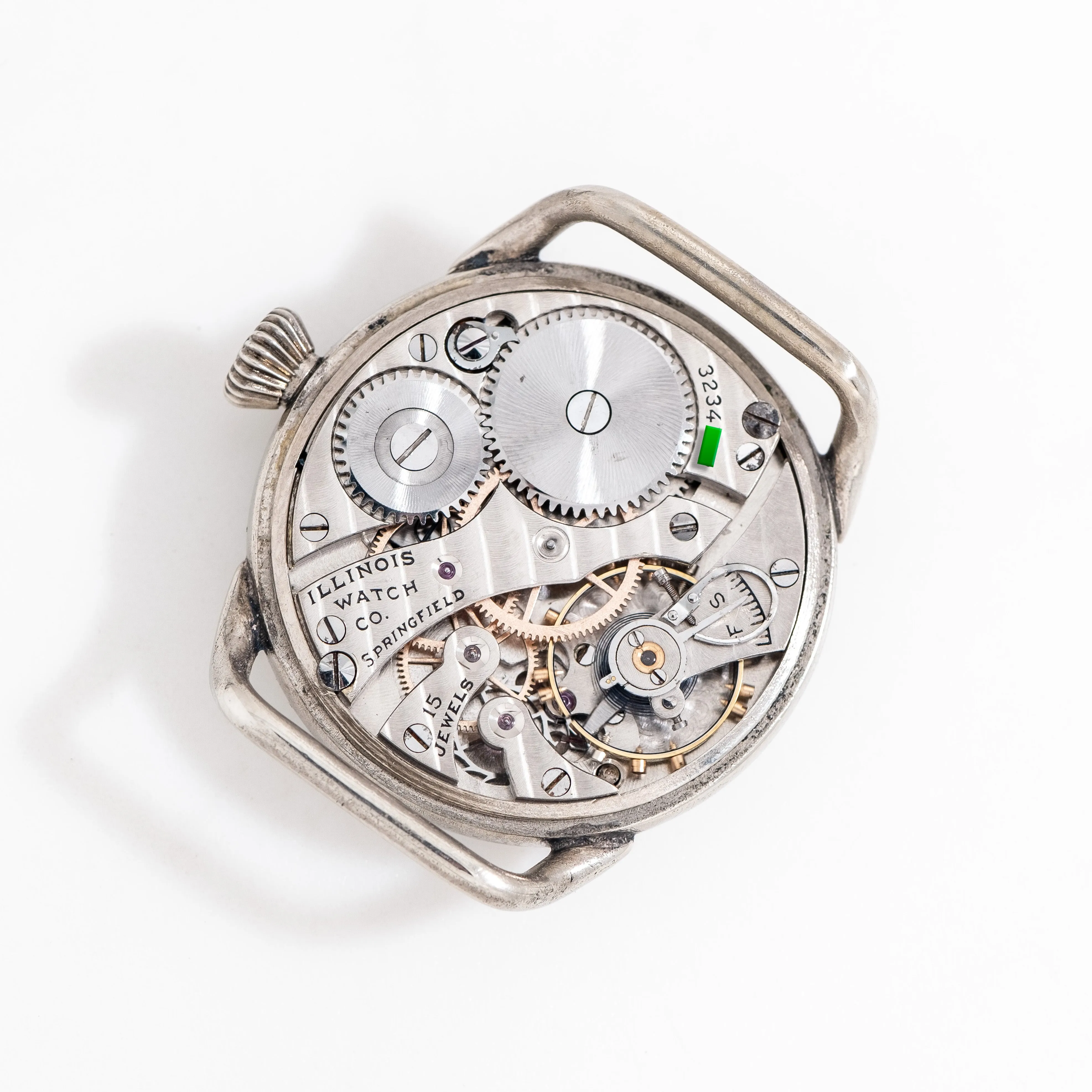 1917 Vintage Illinois Model 4 Nickel Plated Silver Watch (# 15265)