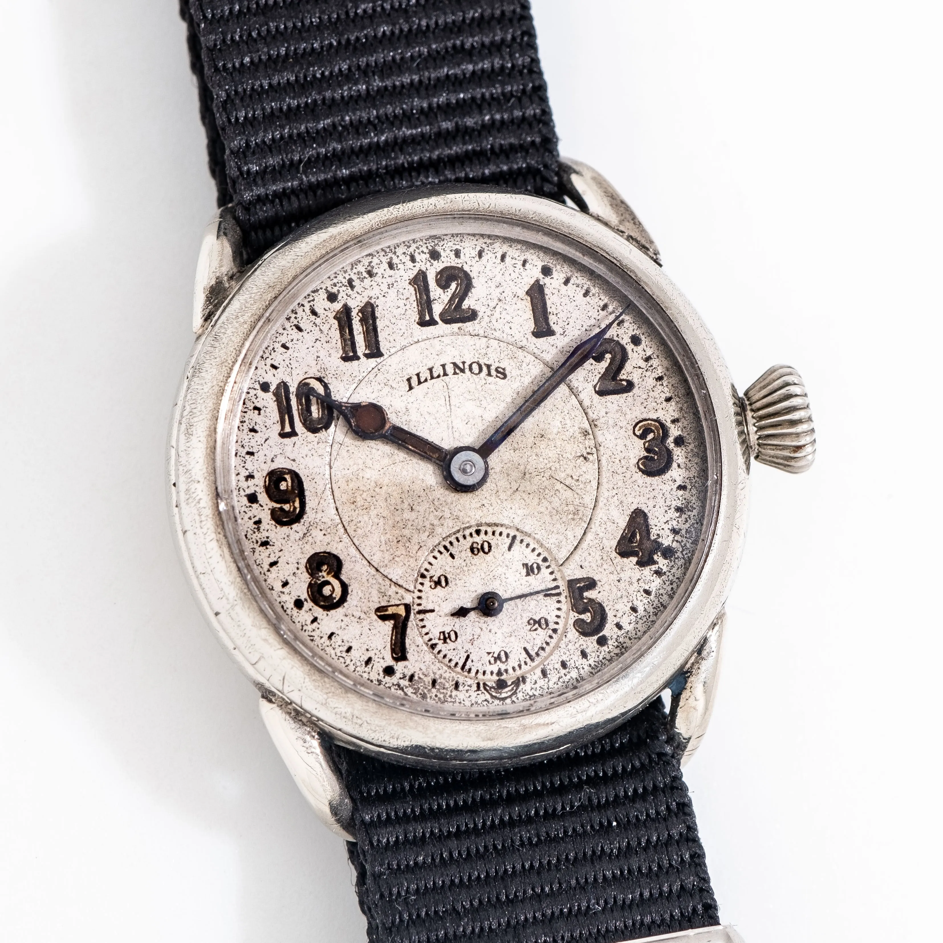 1917 Vintage Illinois Model 4 Nickel Plated Silver Watch (# 15265)