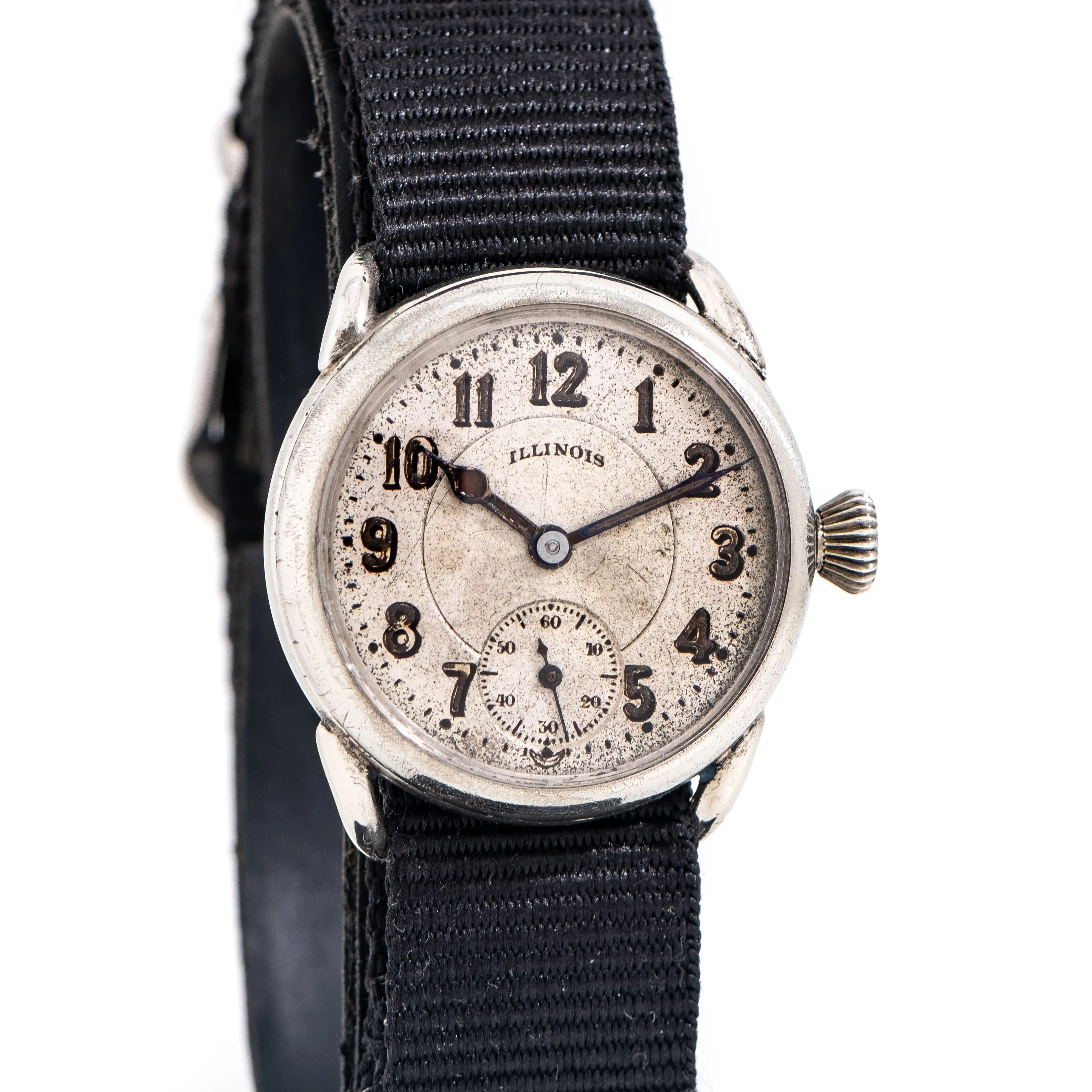 1917 Vintage Illinois Model 4 Nickel Plated Silver Watch (# 15265)
