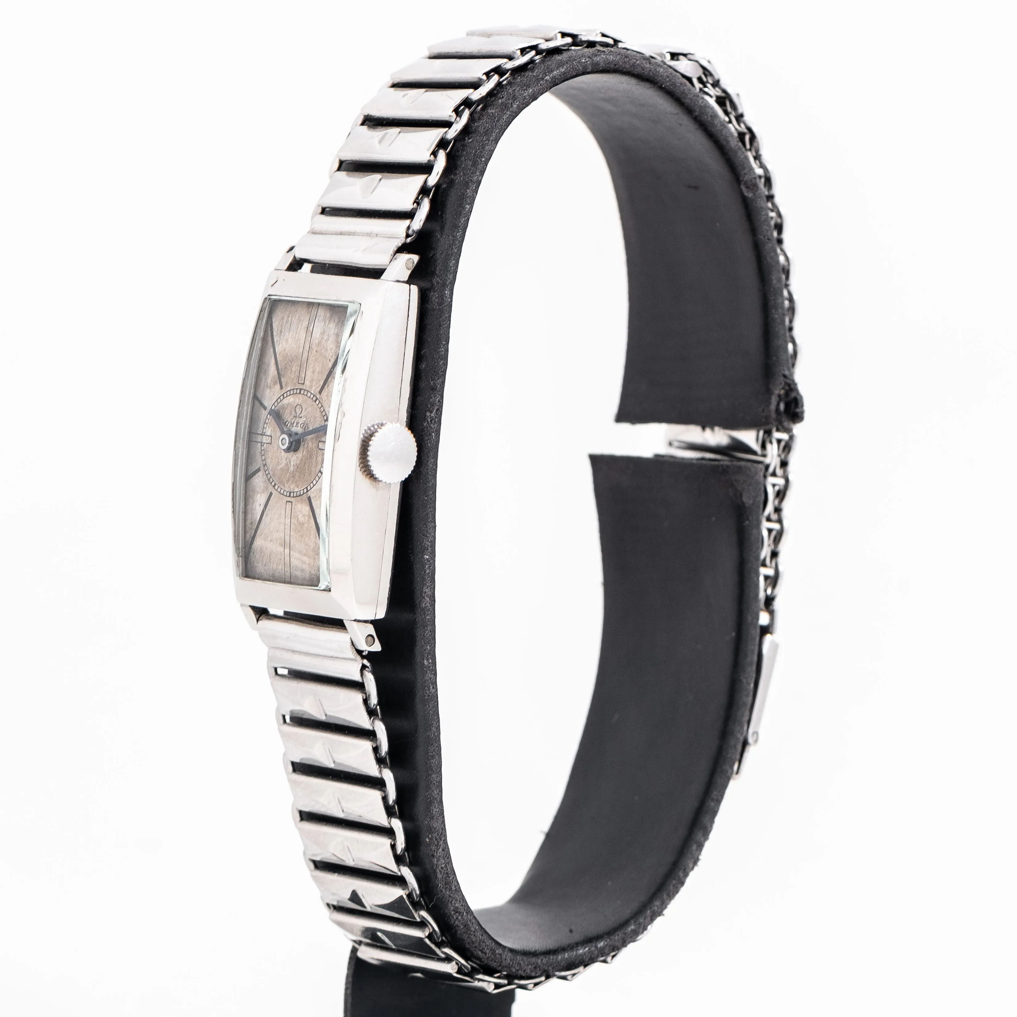 1934 Vintage Omega Sector Dial Rectangular Shaped Stainless Steel Watch ( #15291)