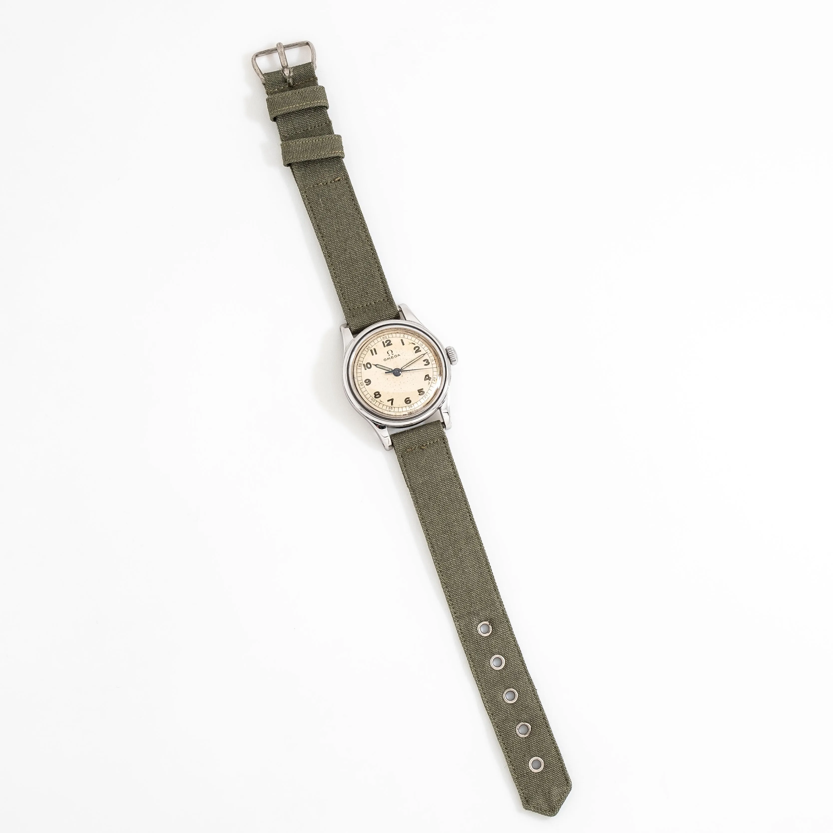 1942 Vintage Omega Cal. R17.8 SC Military Style Manual Winding Stainless Steel Watch (# 15327)