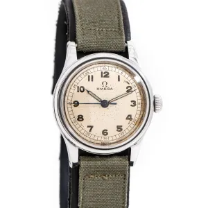 1942 Vintage Omega Cal. R17.8 SC Military Style Manual Winding Stainless Steel Watch (# 15327)
