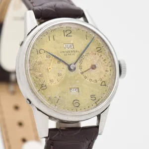 1942 Vintage Universal Geneve Reference 21301 Triple Date Calendar Stainless Steel Watch (# 14476)