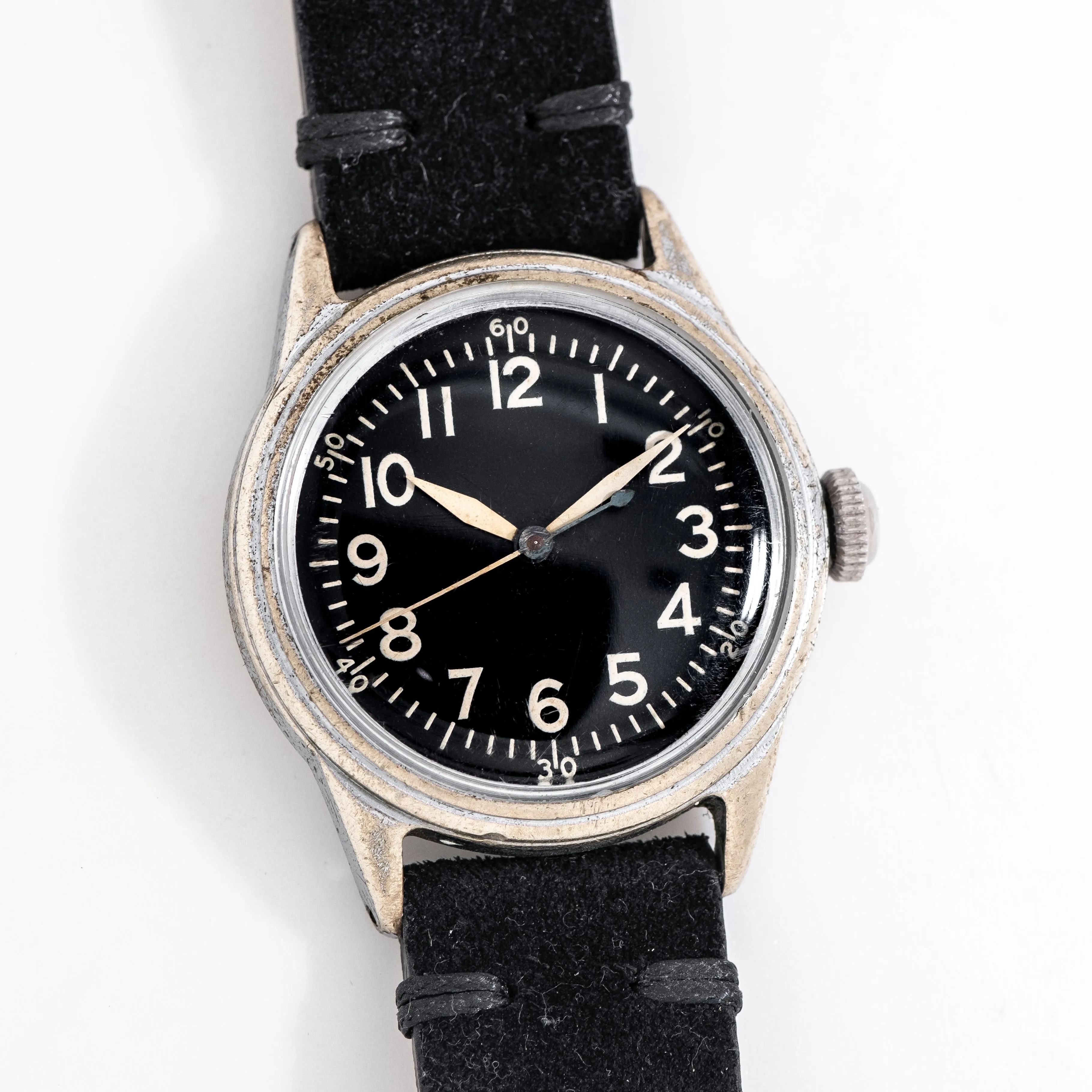 1943 Vintage Elgin A-11 Military WWII Era Chrome Plated Base Metal Watch (# 15236)