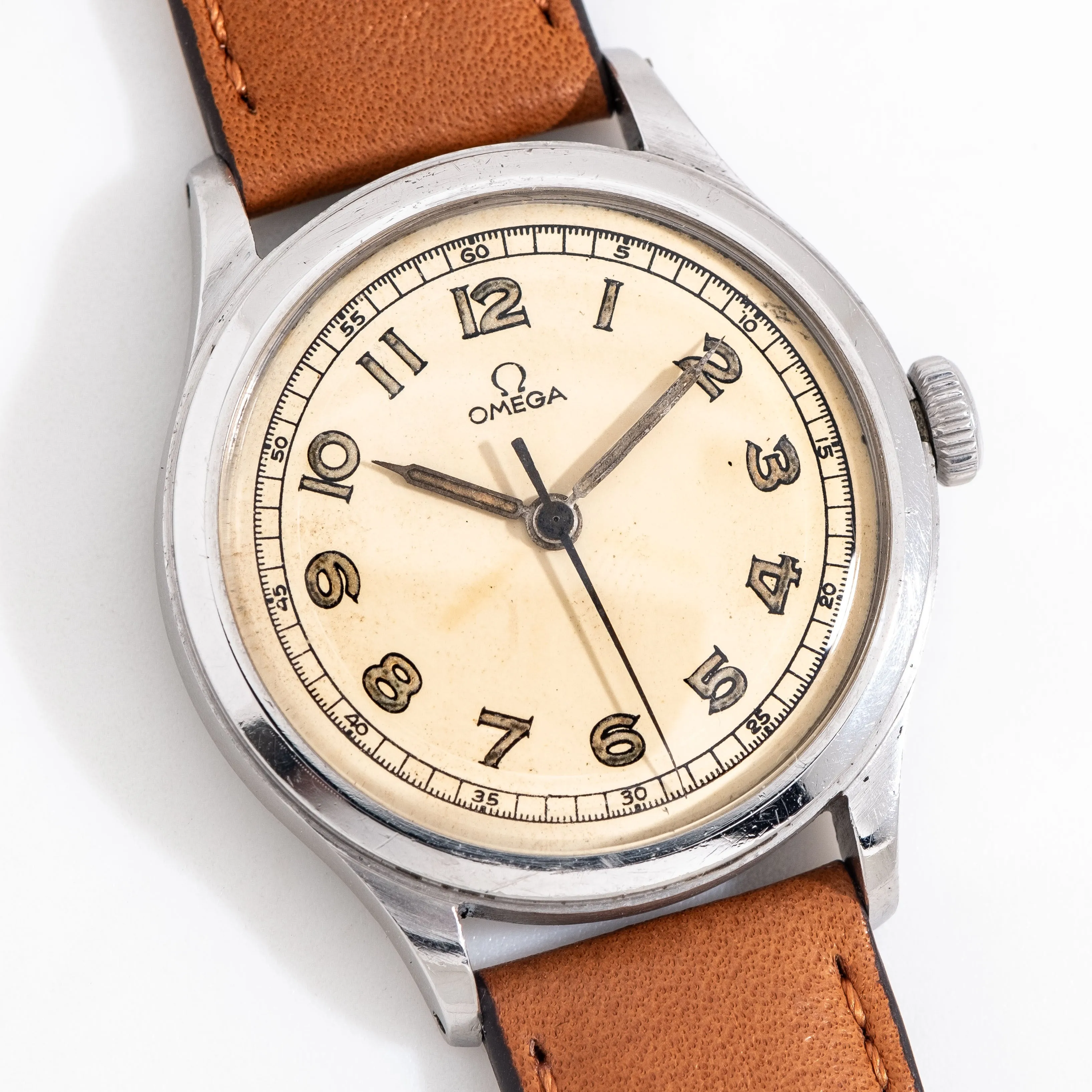 1944 Vintage Omega Oversized 35mm Ref. 8179/3 Stainless Steel Watch (# 15300)