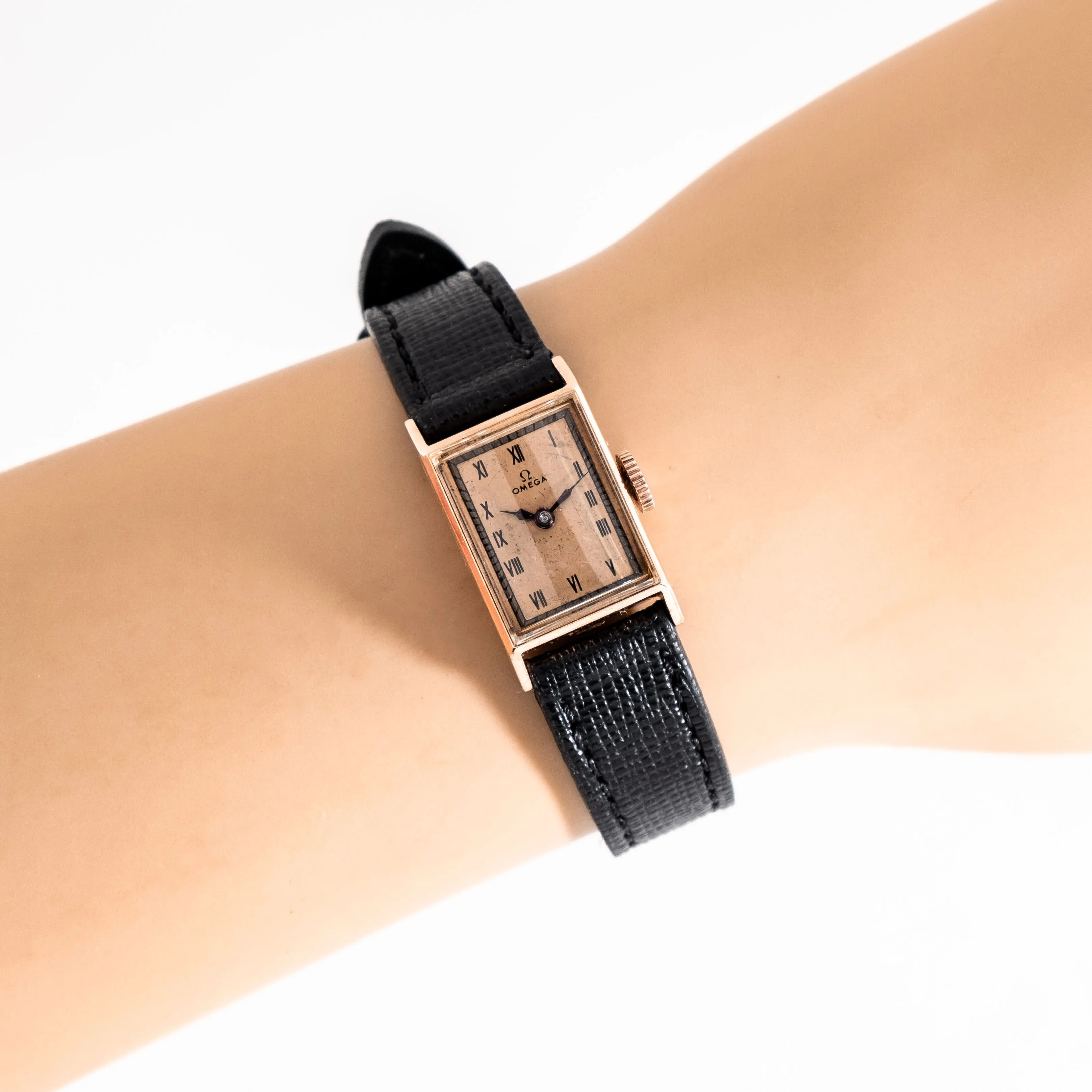 1951 Vintage Ladies Omega Solid 14k Rose Gold Watch ( #15328)