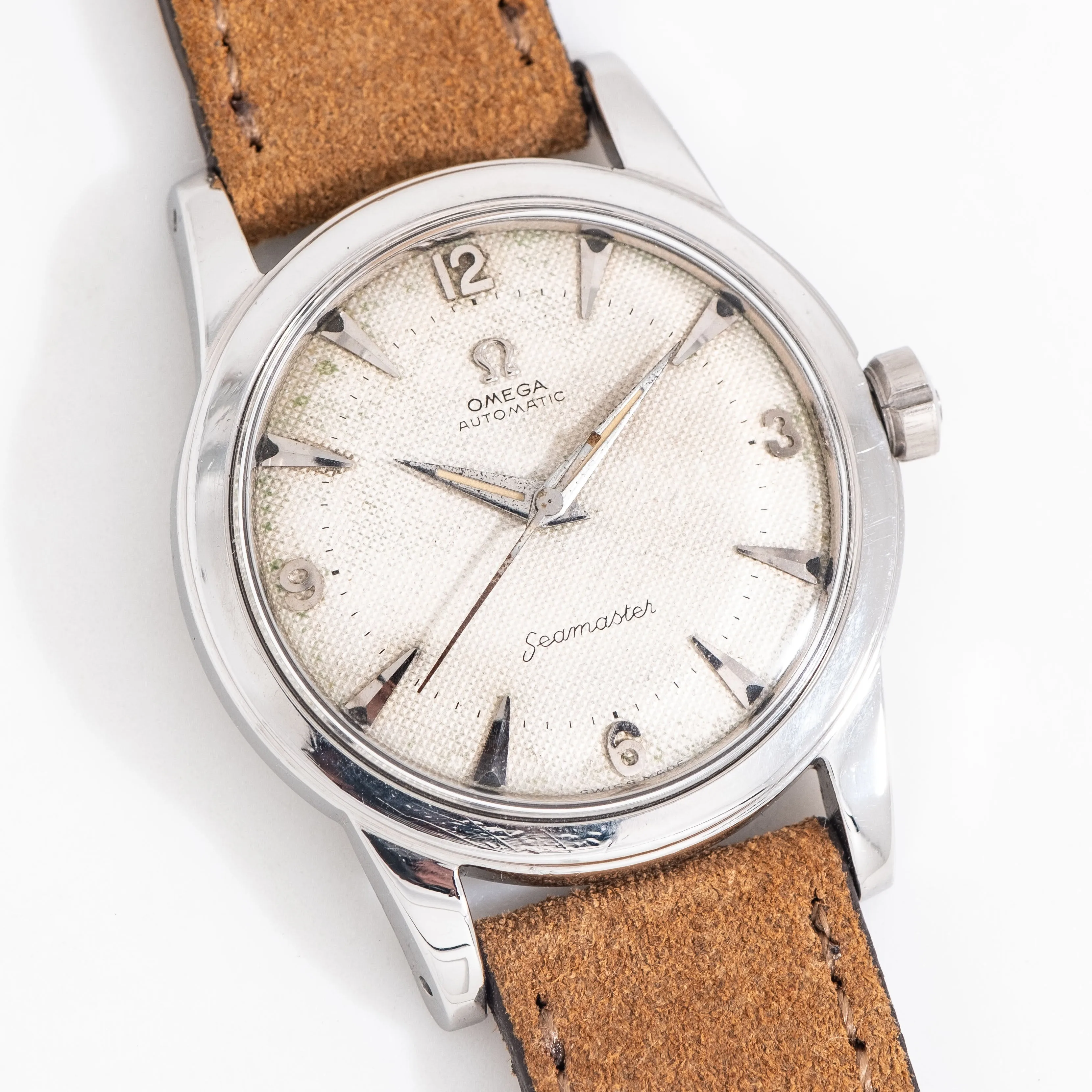 1952 Vintage Omega Seamaster Automatic Waffle Dial Ref. 2577-11SC Stainless Steel Watch (# 15313)