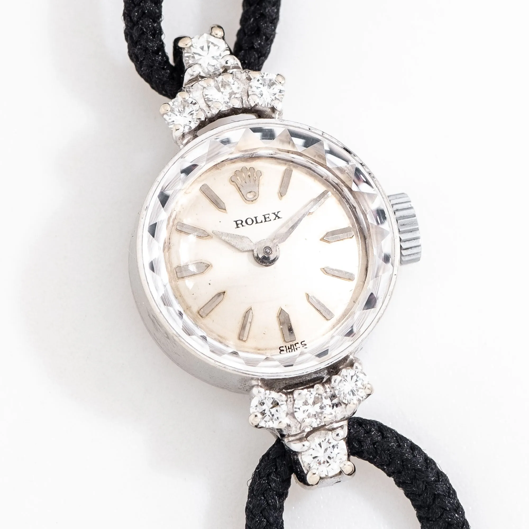 1954 Vintage Ladies Rolex 14k White Gold & Diamonds Watch (# 15323)