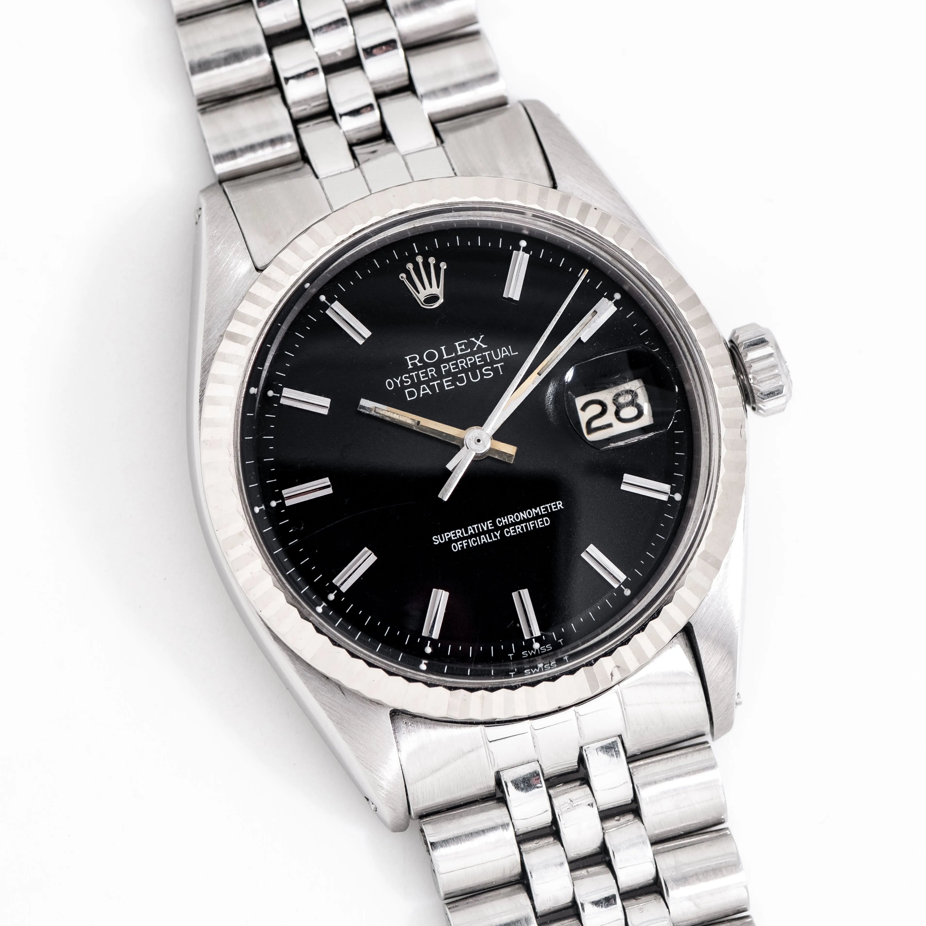 1969 Vintage Rolex Datejust Ref. 1601 14k White Gold & Stainless Steel Watch (# 15269)