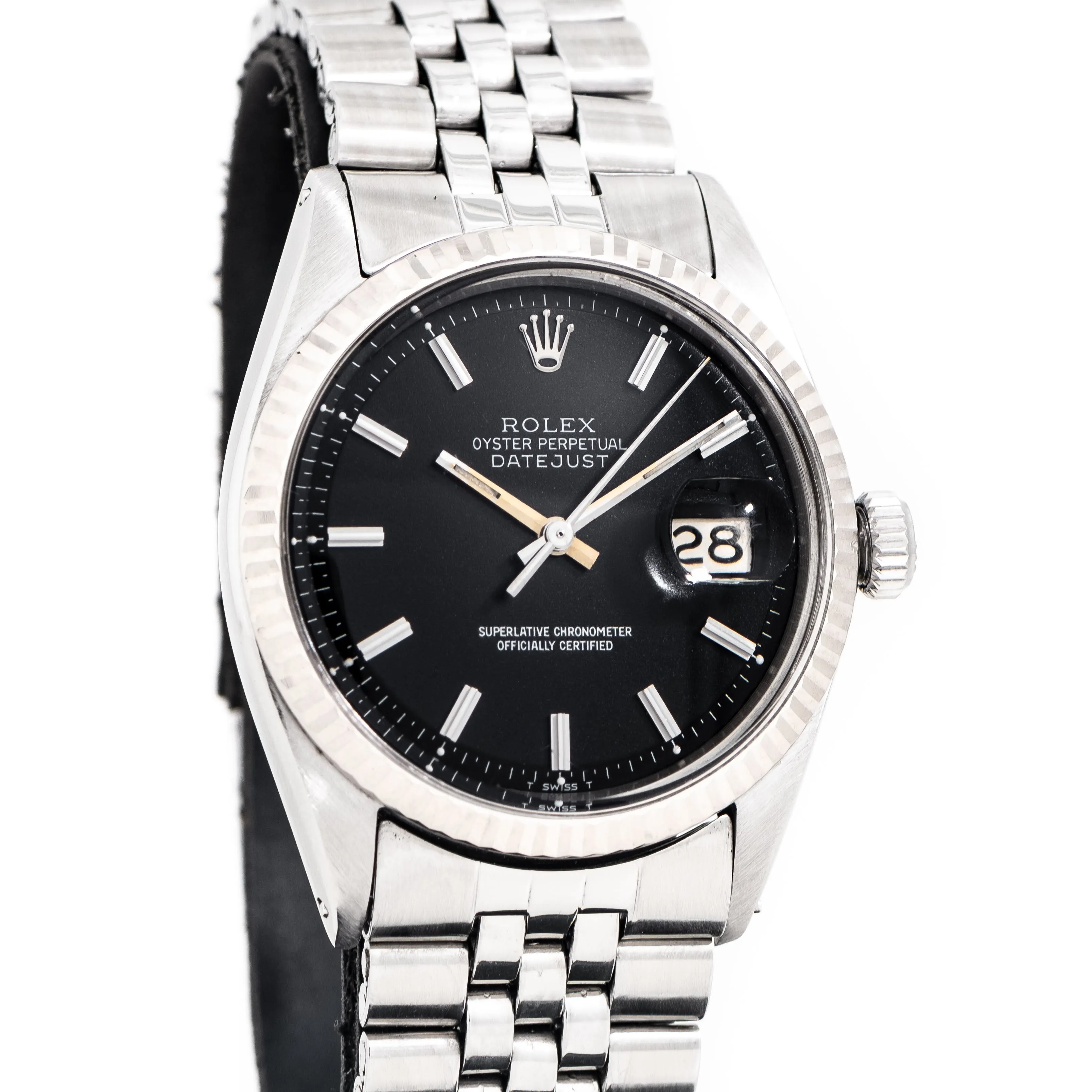 1969 Vintage Rolex Datejust Ref. 1601 14k White Gold & Stainless Steel Watch (# 15269)