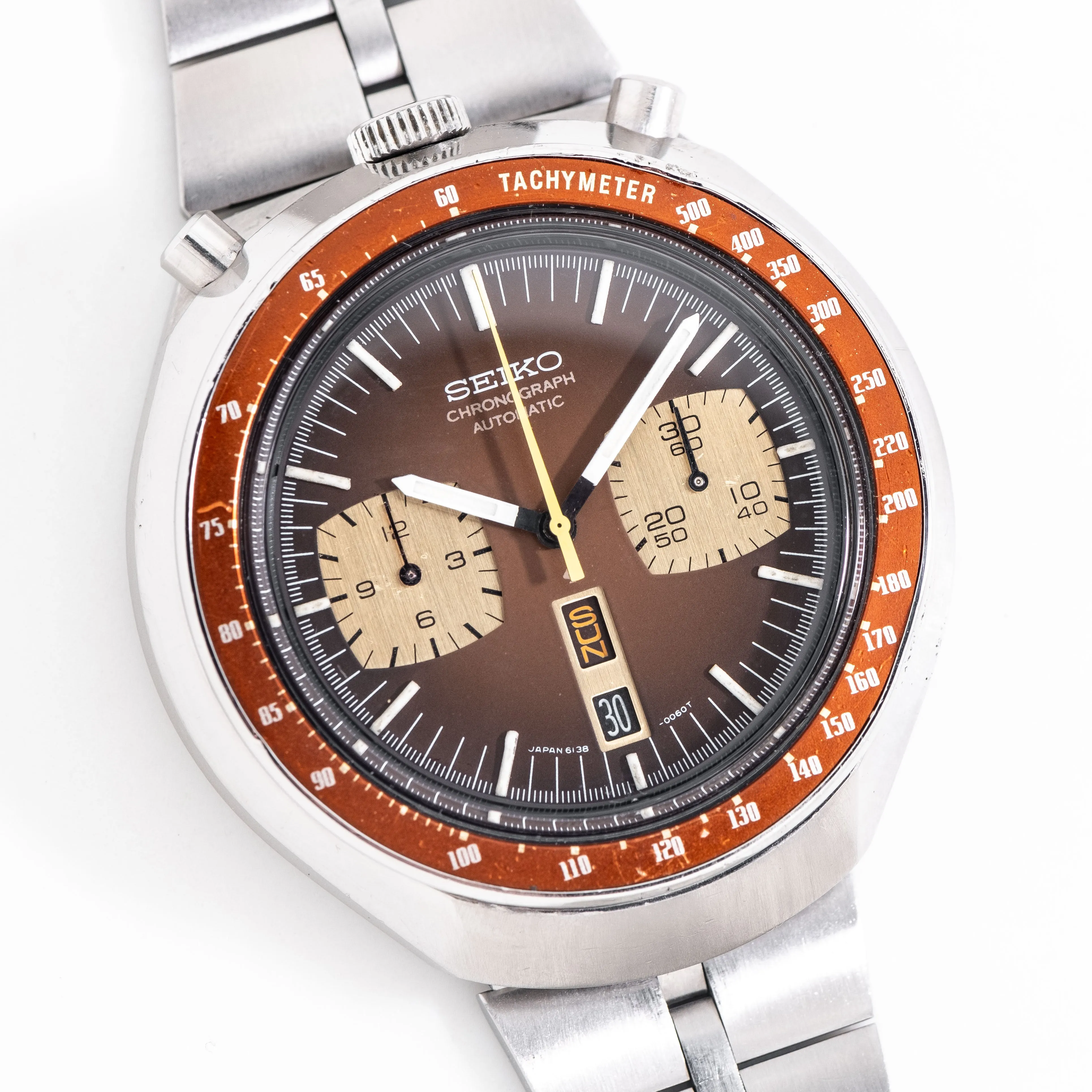 1975 Vintage Seiko "Bullhead" Chronograph Ref. 6138-0049 Stainless Steel Watch (# 15280)