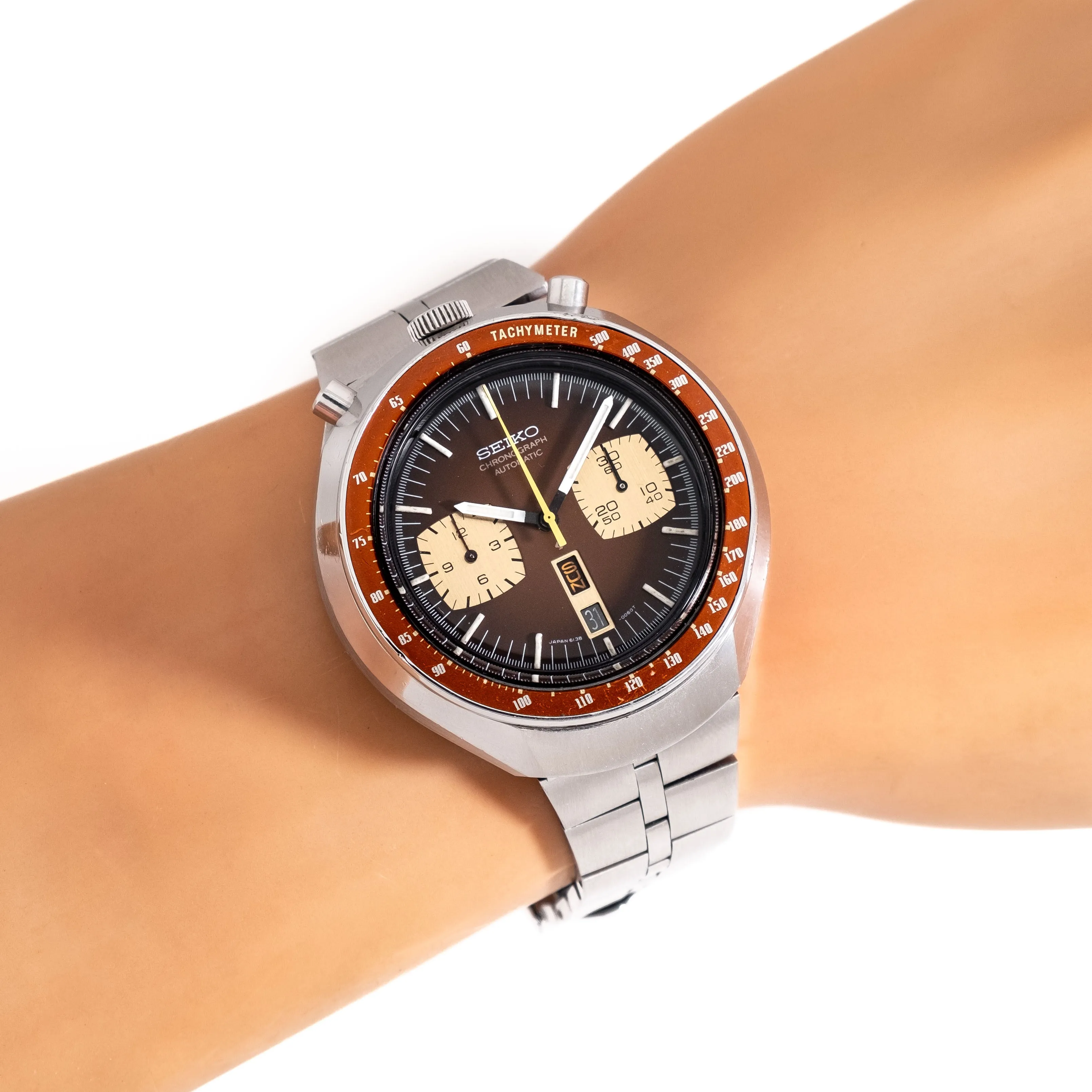 1975 Vintage Seiko "Bullhead" Chronograph Ref. 6138-0049 Stainless Steel Watch (# 15280)