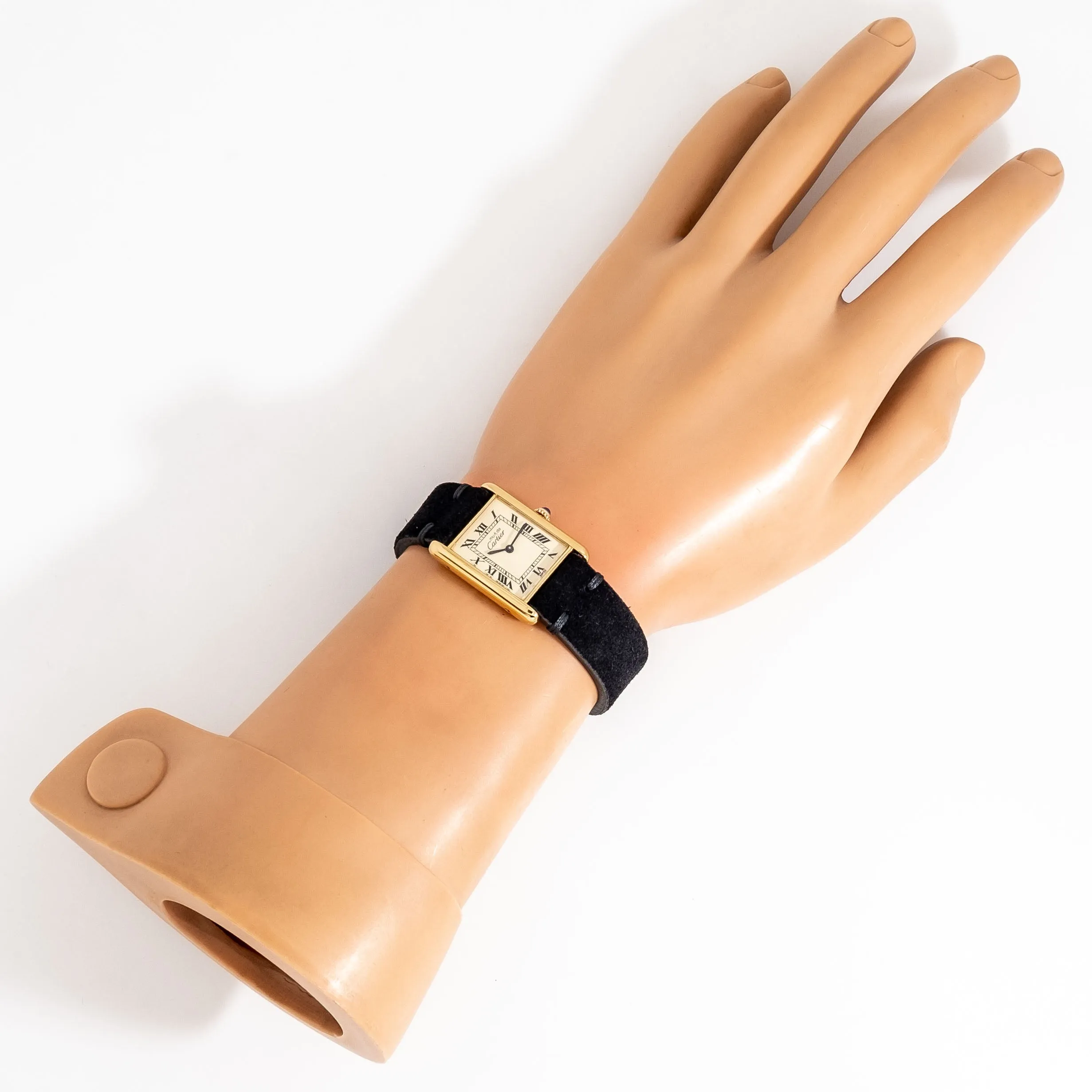 1990's Cartier Tank Must De 18k Yellow Gold Plated Sterling Silver Watch (# 15302)