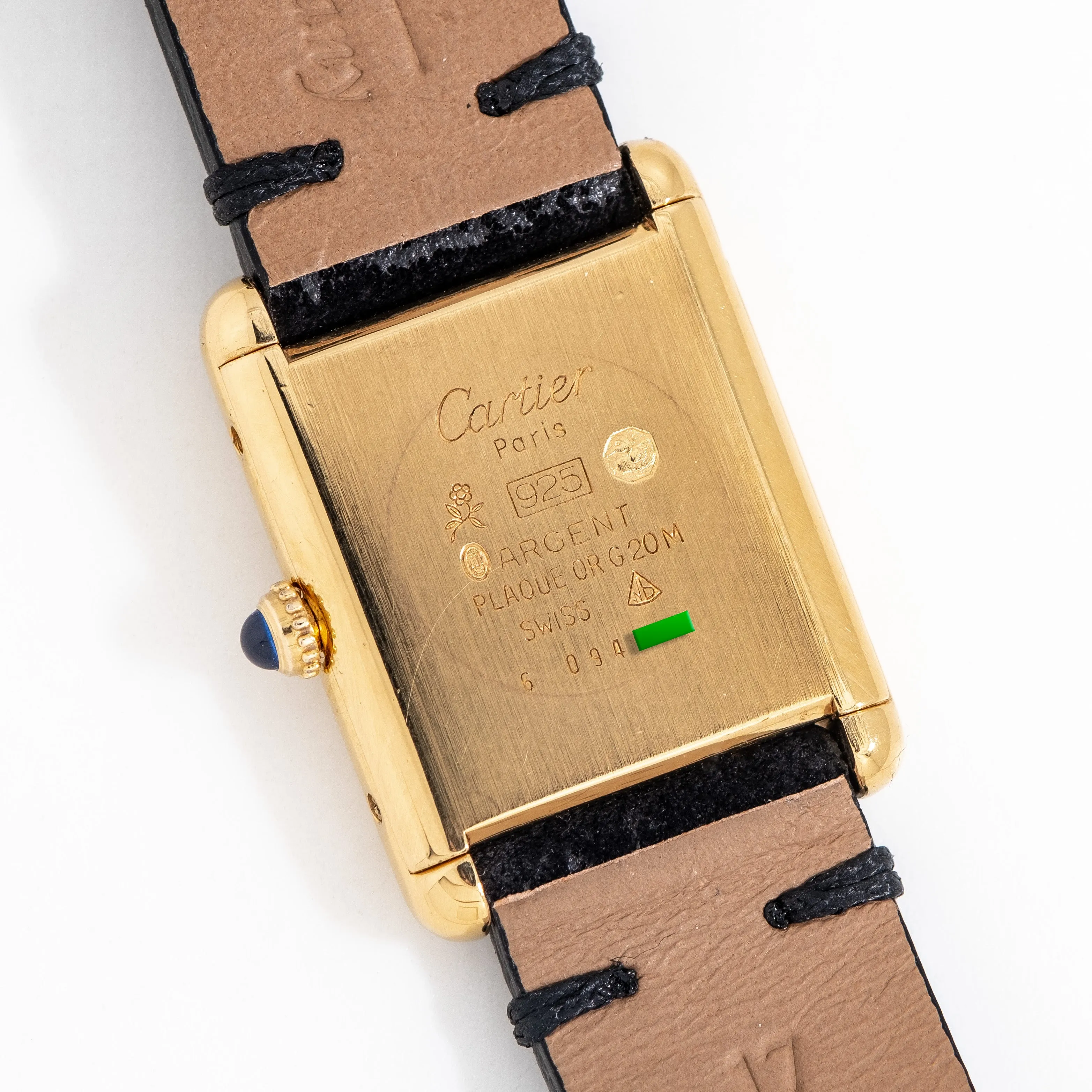 1990's Cartier Tank Must De 18k Yellow Gold Plated Sterling Silver Watch (# 15302)