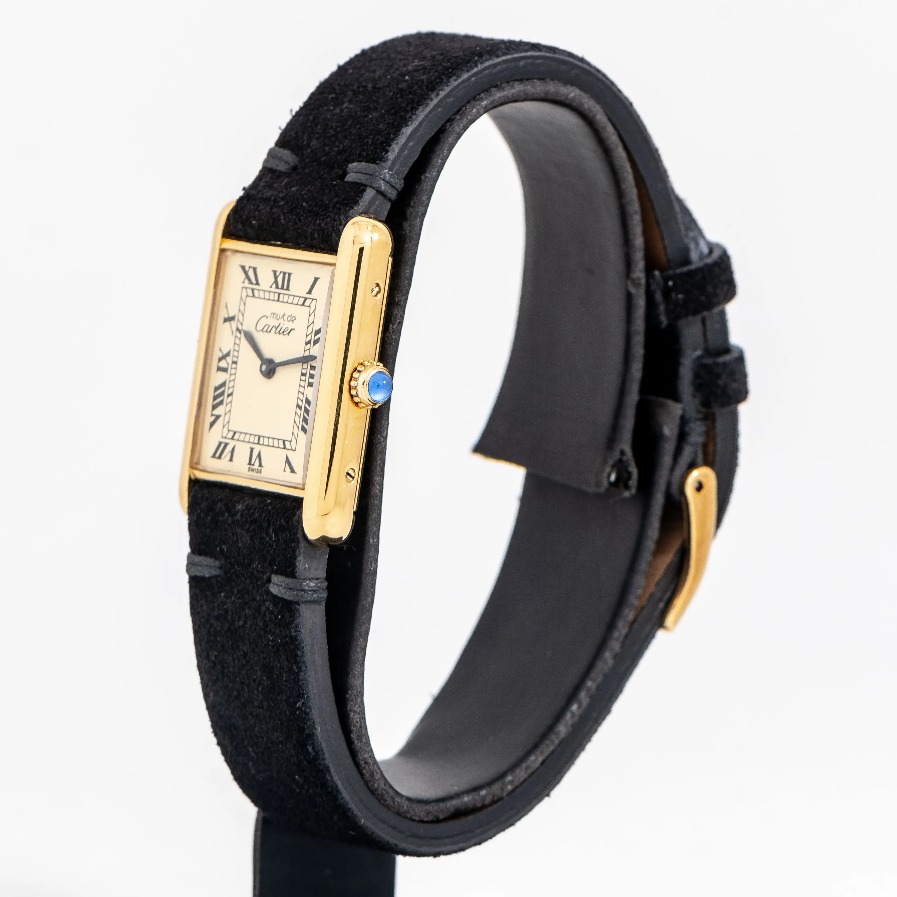 1990's Cartier Tank Must De 18k Yellow Gold Plated Sterling Silver Watch (# 15302)