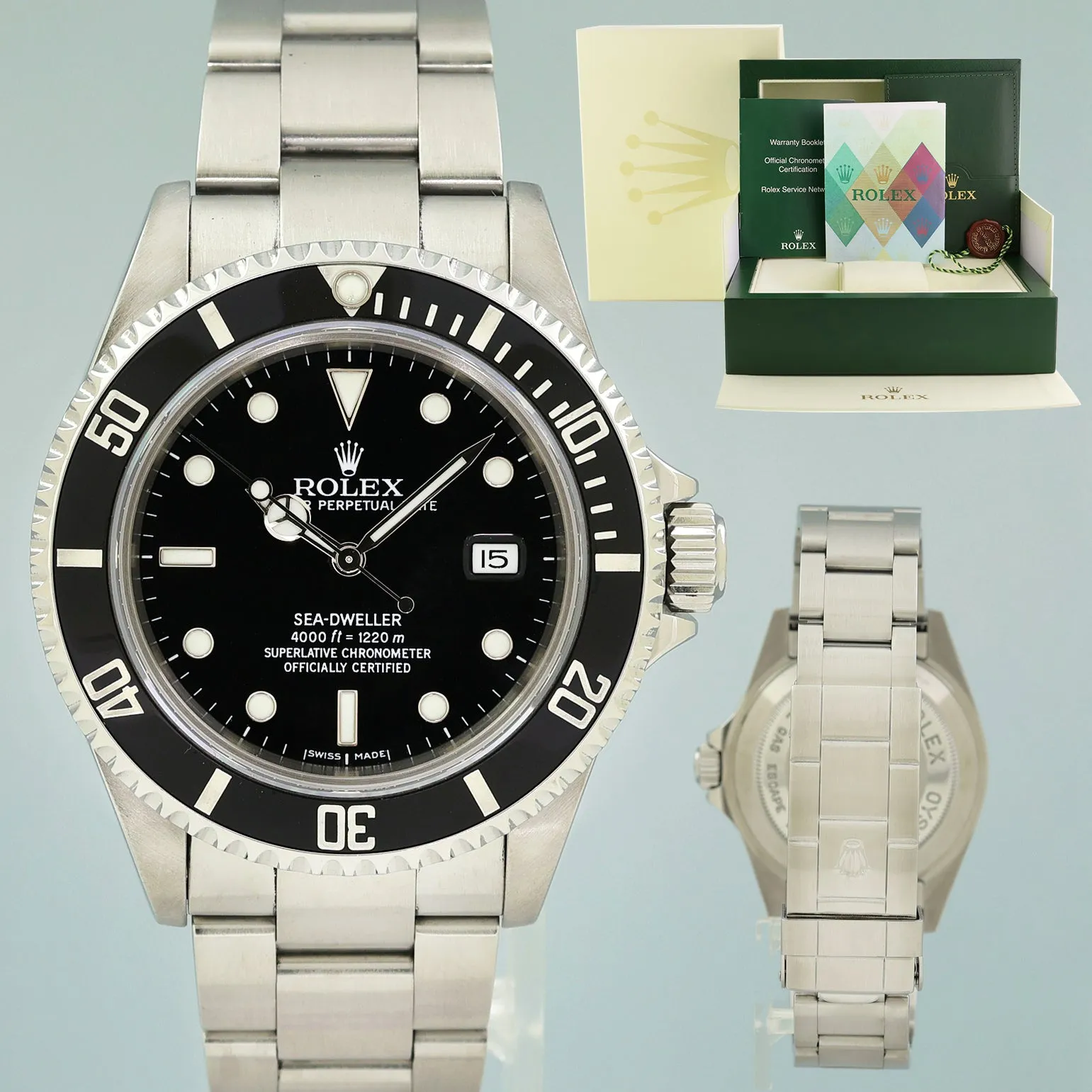 2004 PAPERS MINT Rolex Sea-Dweller Steel 16600 Black Dial Date 40mm Watch Box