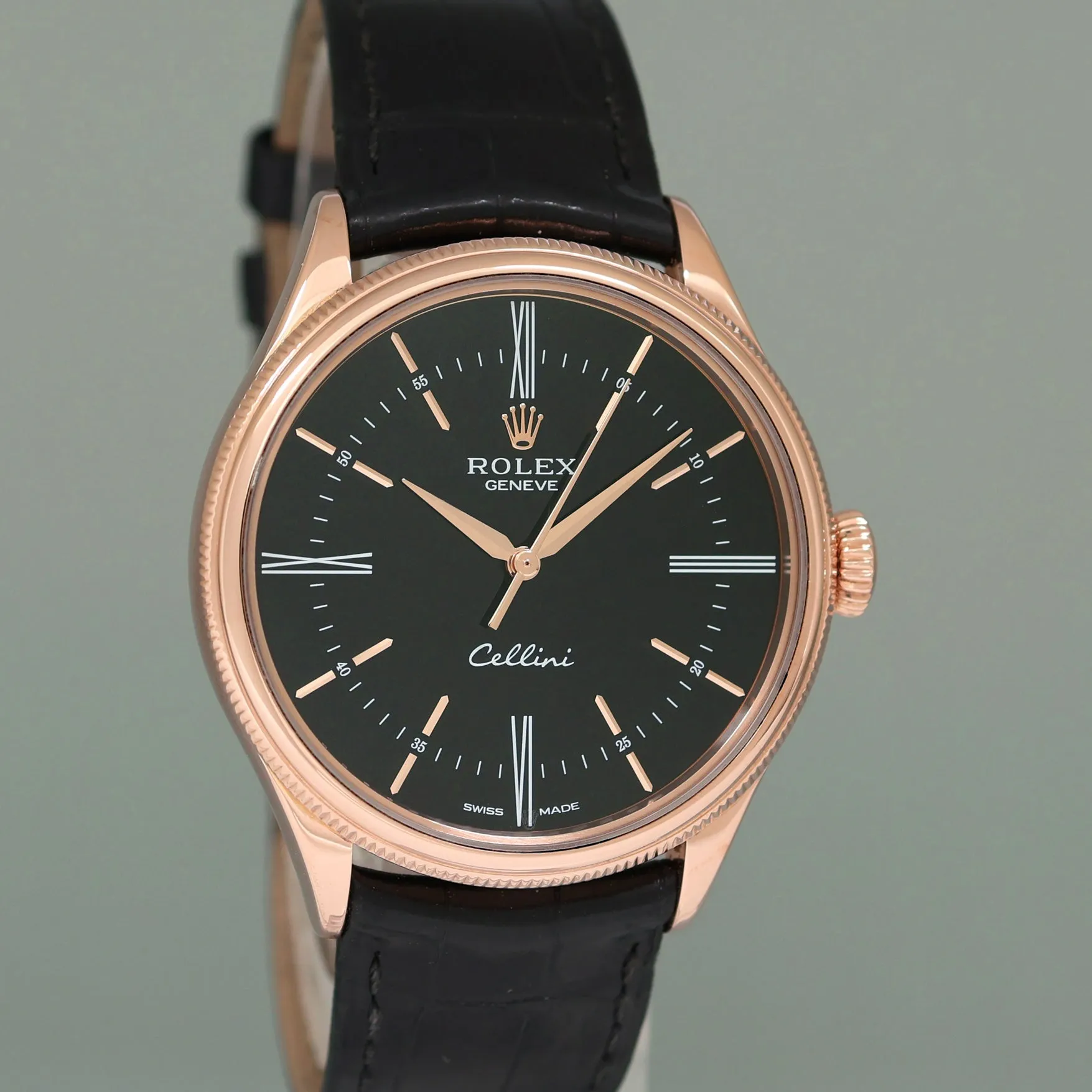 2019 MINT PAPERS Rolex Cellini Black Dial Rose Gold 39mm Leather 50505 Watch Box