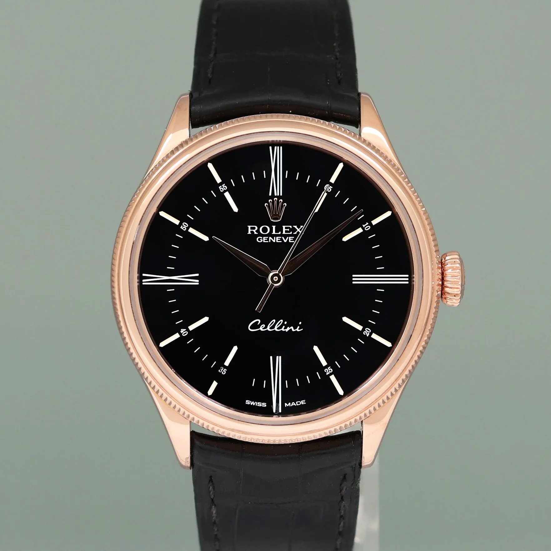 2019 MINT PAPERS Rolex Cellini Black Dial Rose Gold 39mm Leather 50505 Watch Box