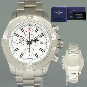 2020 PAPERS Breitling Chrono Super Avenger 48 A13375 Steel White Chronograph Watch