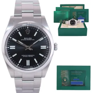 2025 NEW PAPERS Rolex 124300 Oyster Perpetual Steel 41mm Black Watch Box
