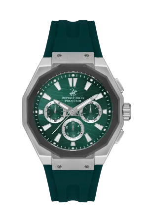 BEVERLY HILLS POLO CLUB Men’s Green Chronograph Silicone Watch – BP3557X.375