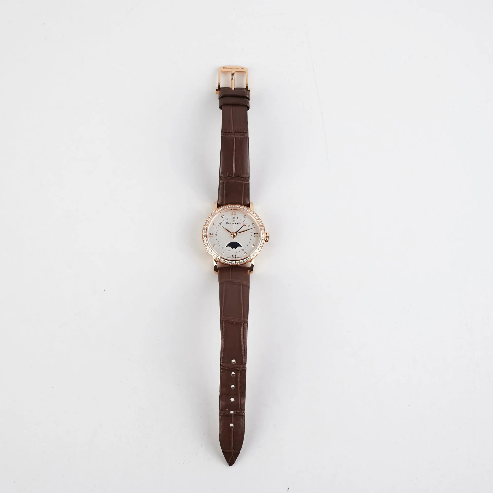 Blancpain Villeret 29mm Rose Gold Moonphase Diamond Watch