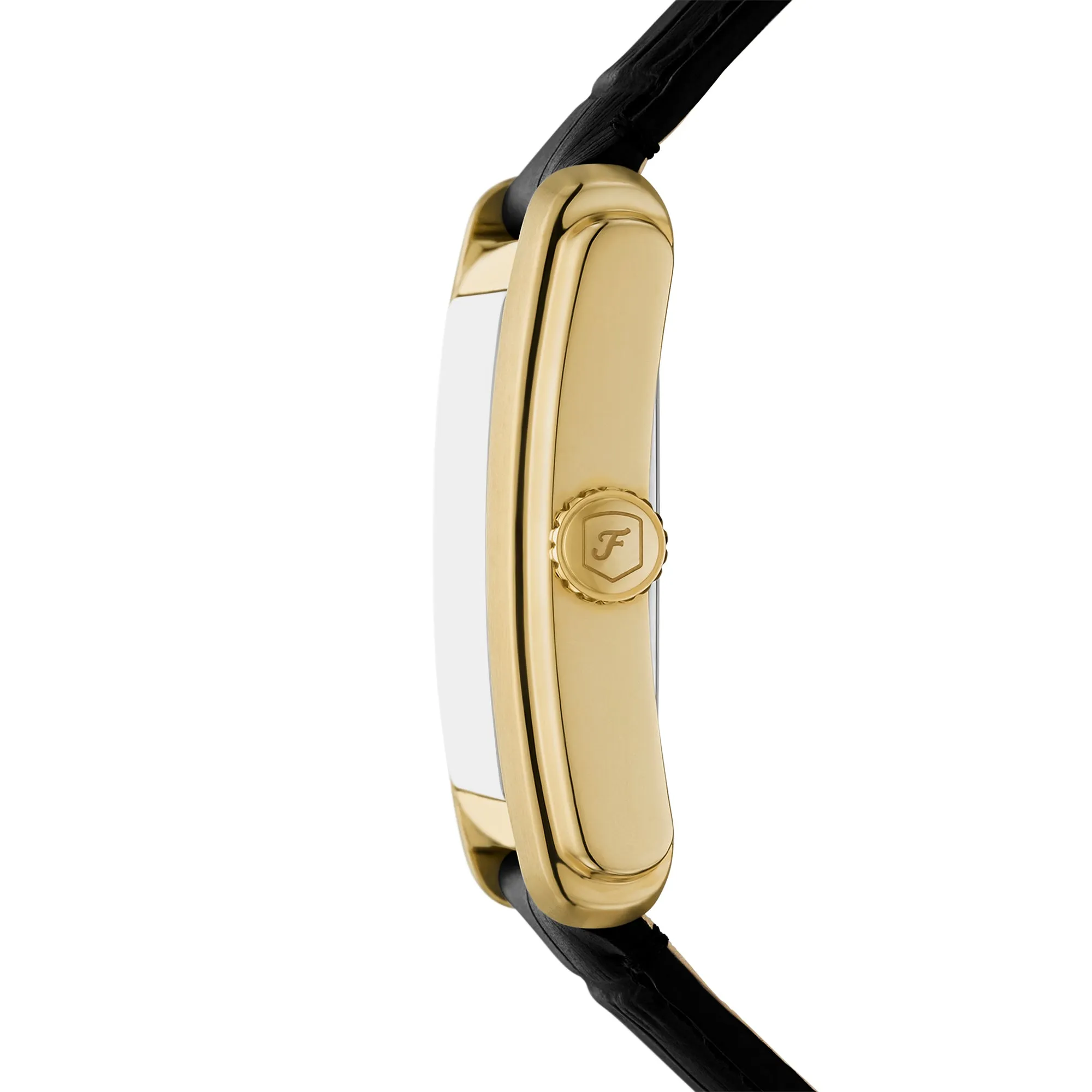 Carraway Three-Hand Black Croco Leather Watch