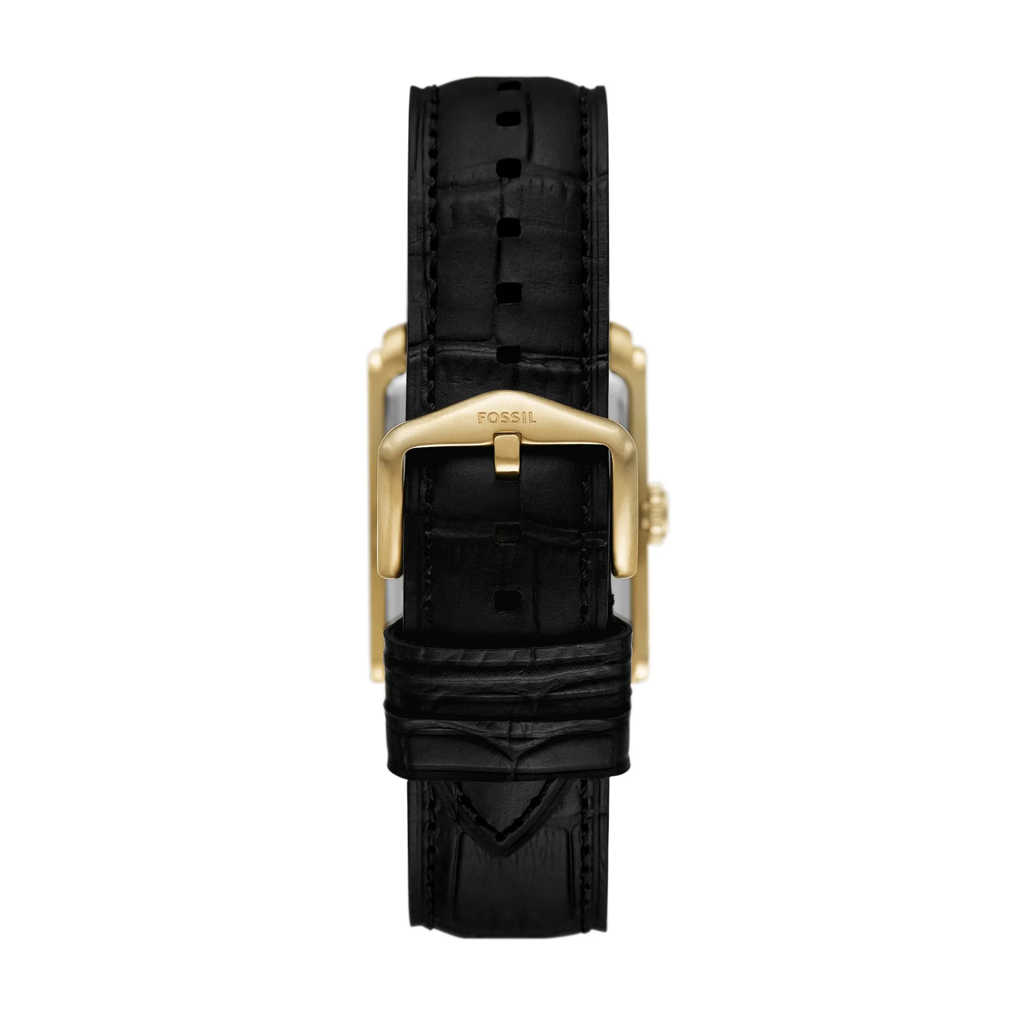 Carraway Three-Hand Black Croco Leather Watch