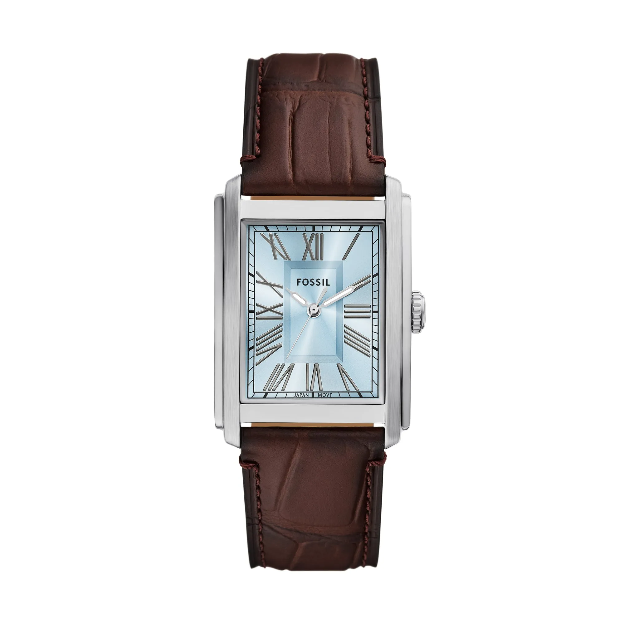Carraway Three-Hand Brown Croco Leather Watch
