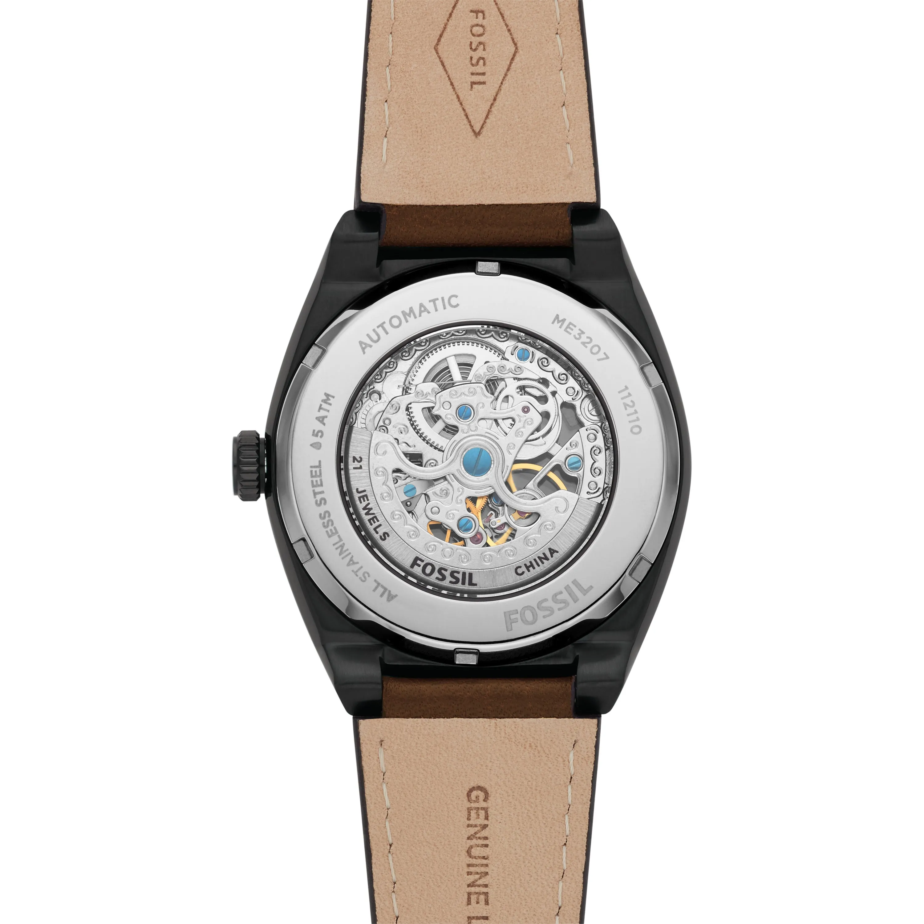 Everett Automatic Dark Brown Eco Leather Watch