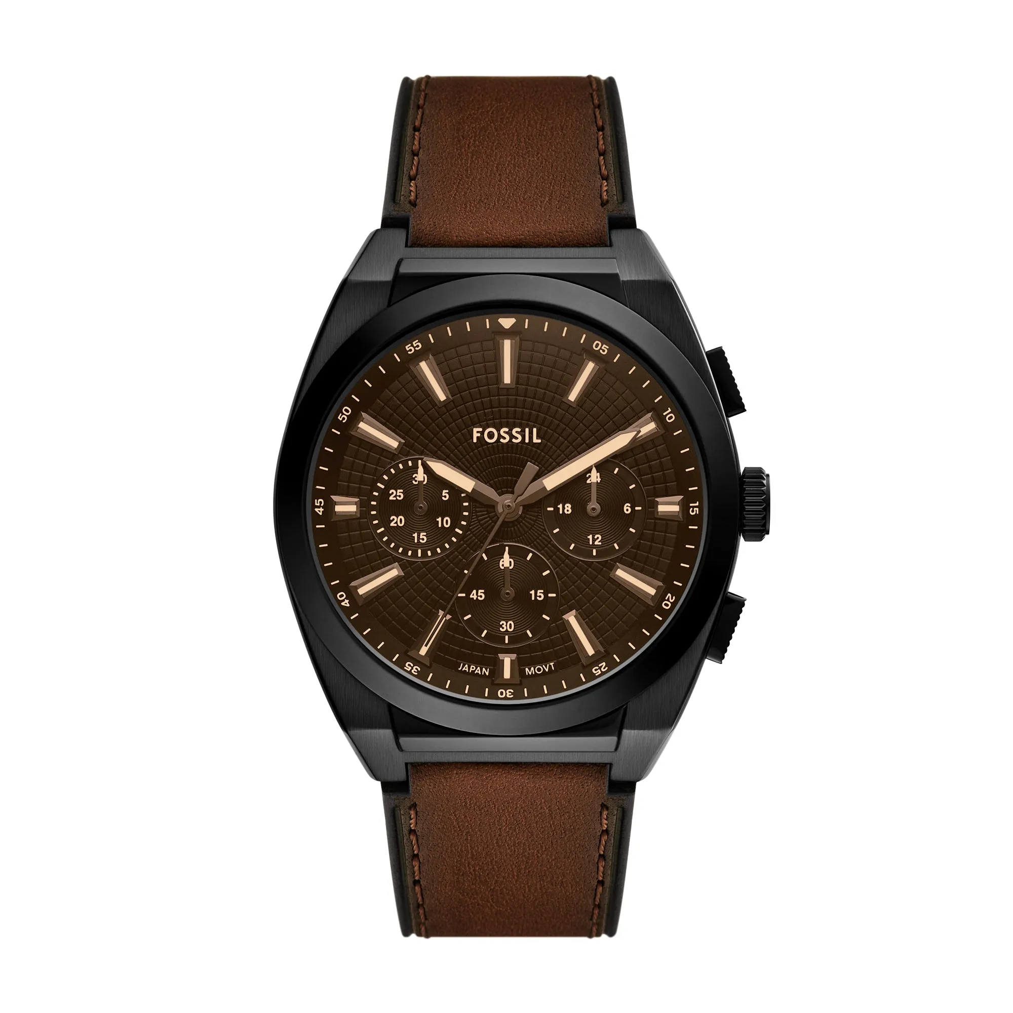 Everett Chronograph Brown Leather Watch