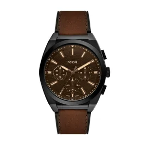 Everett Chronograph Brown Leather Watch