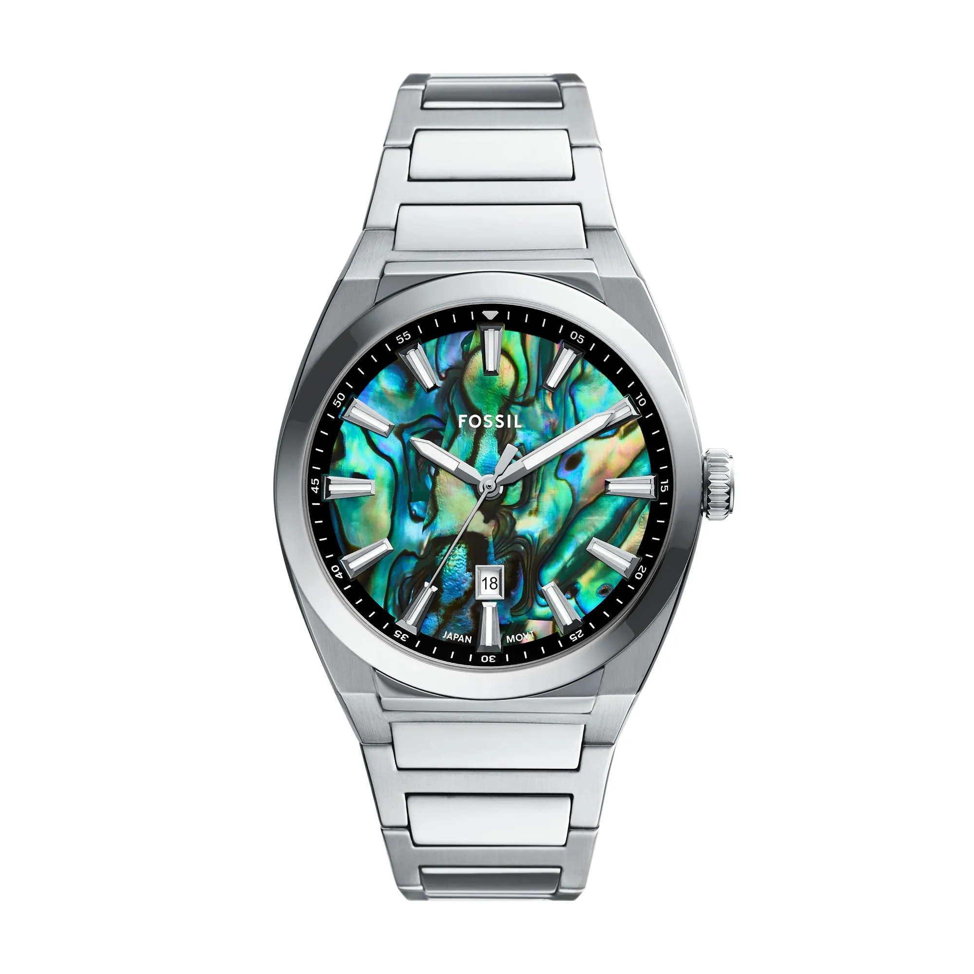 Everett Three-Hand Date Stainless Steel Watch