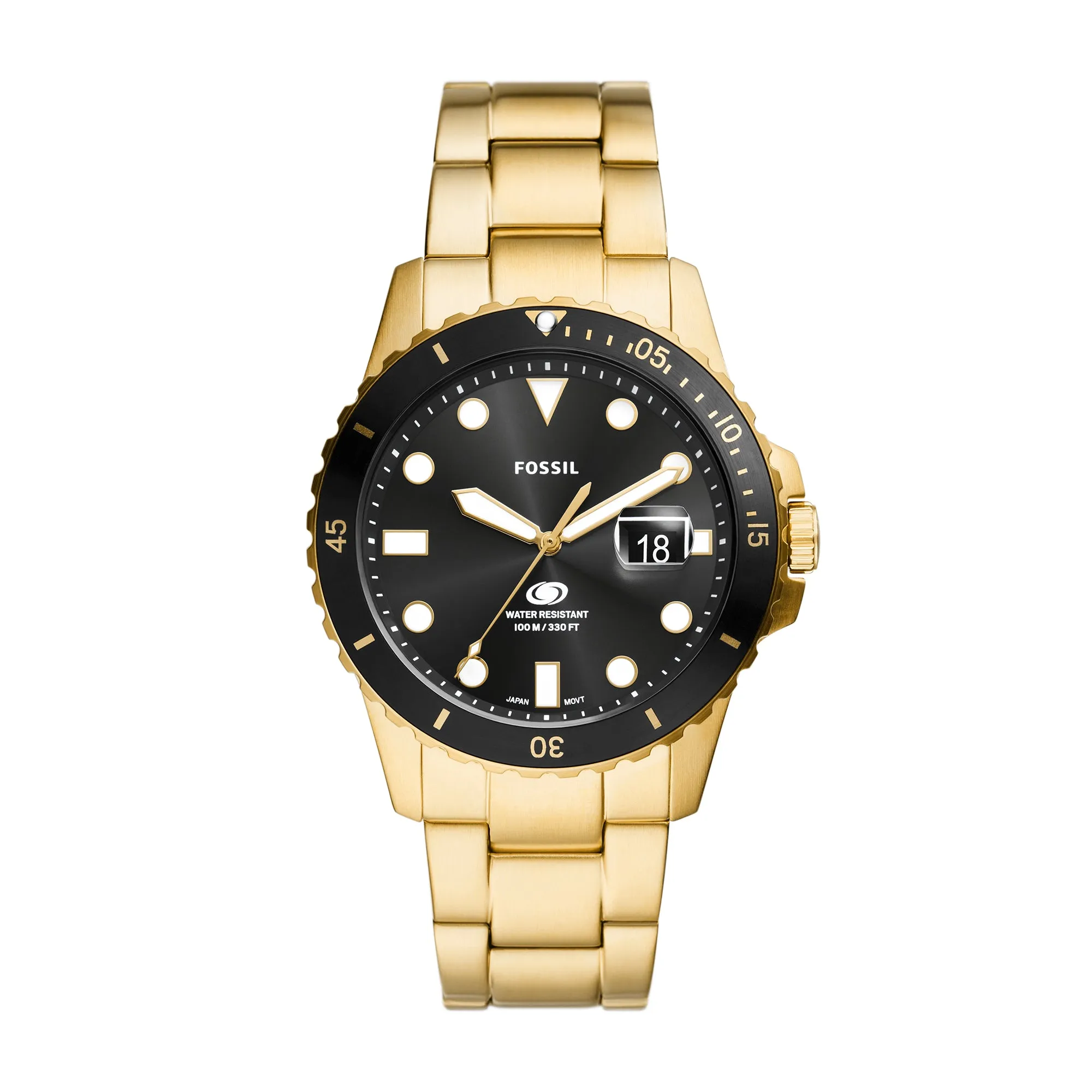 Fossil Blue Dive Three-Hand Date Gold-Tone Stainless Steel Watch