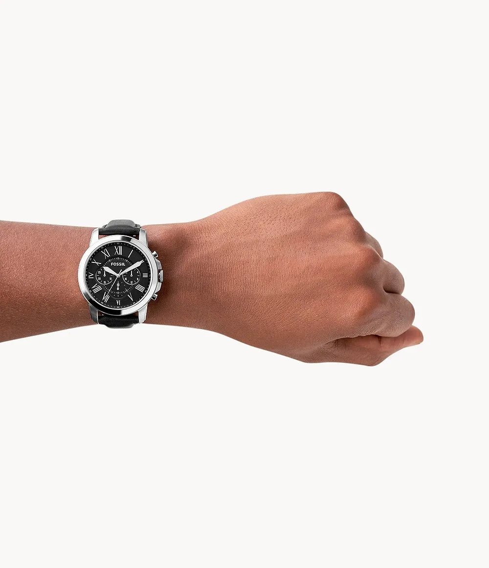 Grant Chronograph Black Leather Watch