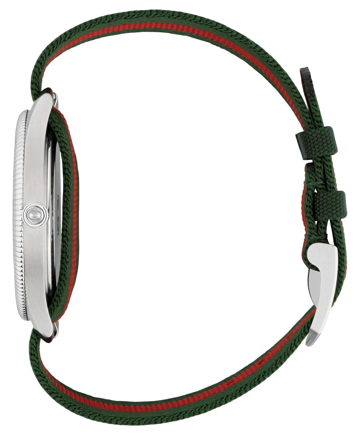 Gucci G-Timeless Stainless Steel Silver Dial Green/Red Nylon Strap Date Quartz Unisex Watch YA1264236