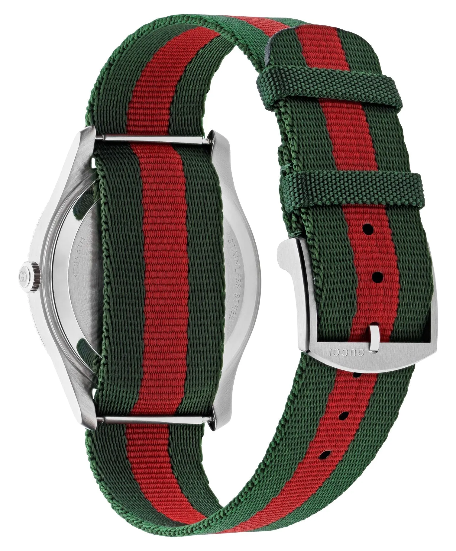 Gucci G-Timeless Stainless Steel Silver Dial Green/Red Nylon Strap Date Quartz Unisex Watch YA1264236