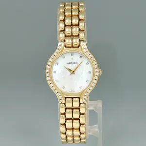 Ladies Movado 14k Yellow Gold 29mm Diamond Mother of Pearl Watch
