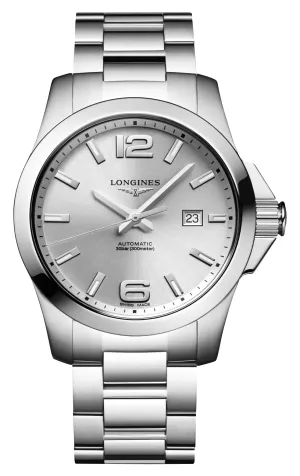 Longines Conquest Automatic Stainless Steel Silver Dial Date Divers Mens Watch L3.778.4.76.6
