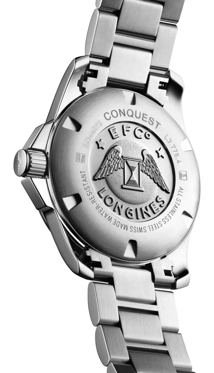 Longines Conquest Automatic Stainless Steel Silver Dial Date Divers Mens Watch L3.778.4.76.6