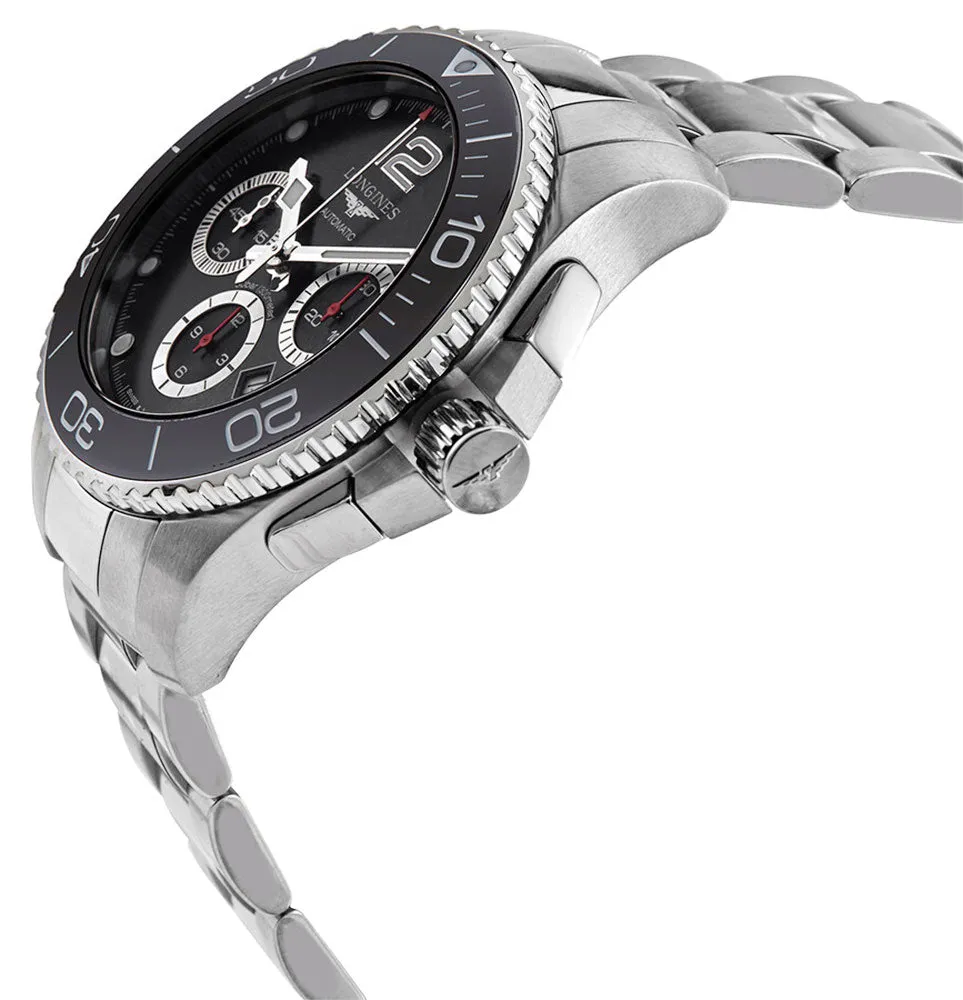 Longines HydroConquest Automatic Chronograph Stainless Steel Black Dial Date Divers Mens Watch L3.883.4.56.6