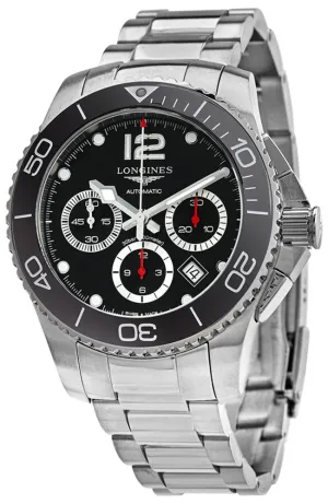 Longines HydroConquest Automatic Chronograph Stainless Steel Black Dial Date Divers Mens Watch L3.883.4.56.6