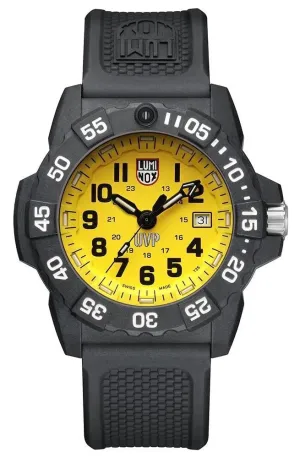 Luminox Navy SEAL Scott Cassell UVP CARBONOX Yellow Dial Black Rubber Strap Date Divers Quartz Mens Watch XS.3505.SC