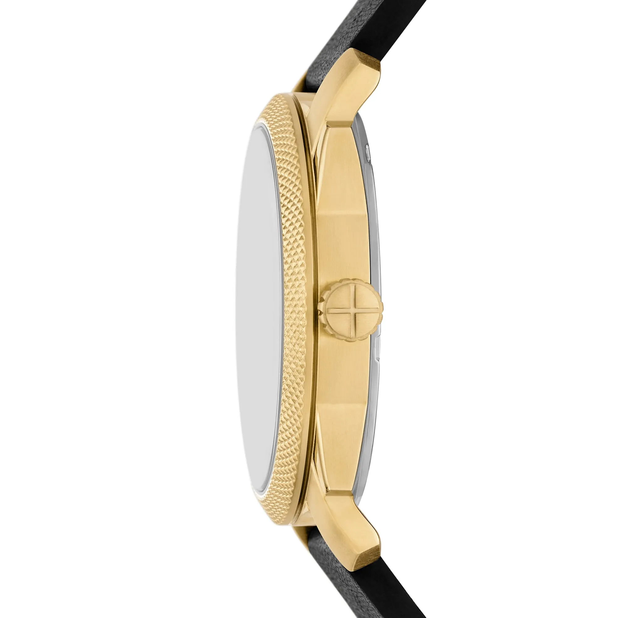 Machine Three-Hand Black Leather Watch