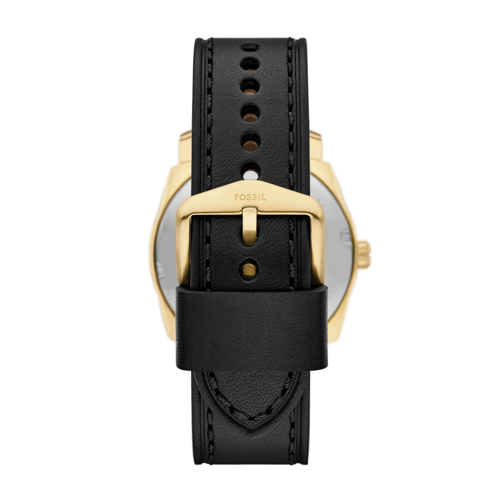 Machine Three-Hand Black Leather Watch