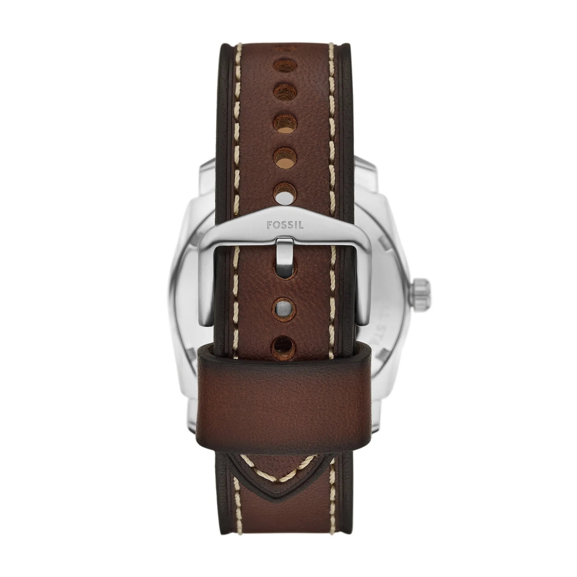 Machine Three-Hand Date Brown Leather Watch and Bracelet Set