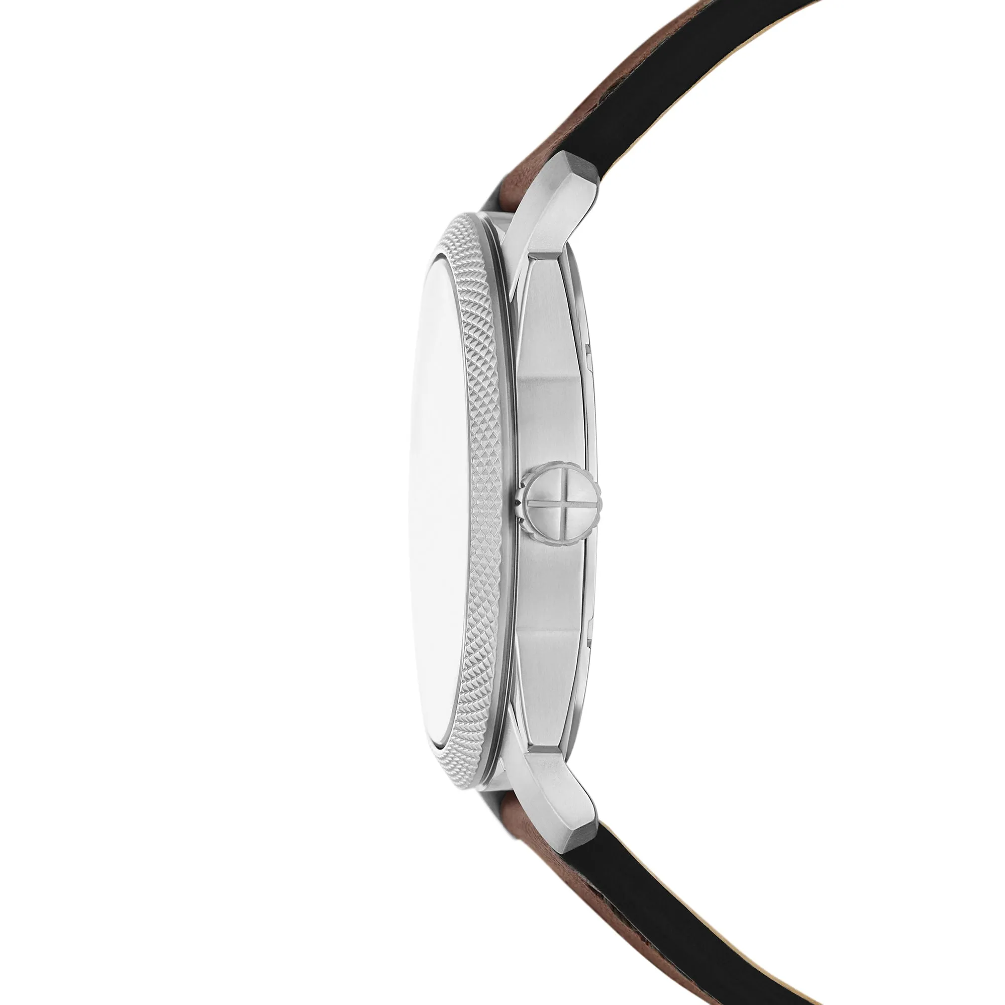 Machine Three-Hand Date Brown Leather Watch