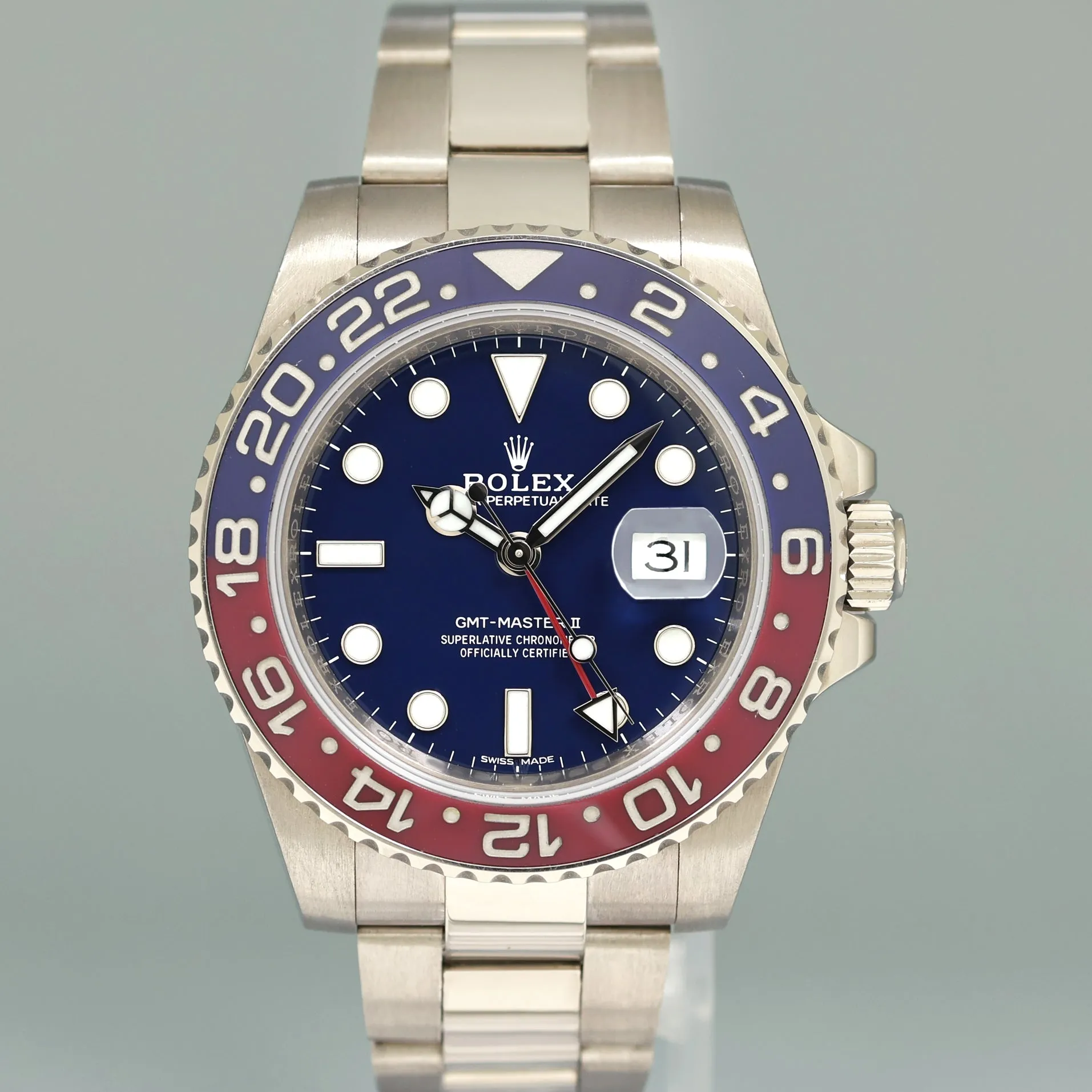 MINT PAPERS Rolex GMT-Master II Pepsi White Gold Blue Dial 116719BLRO Watch Box