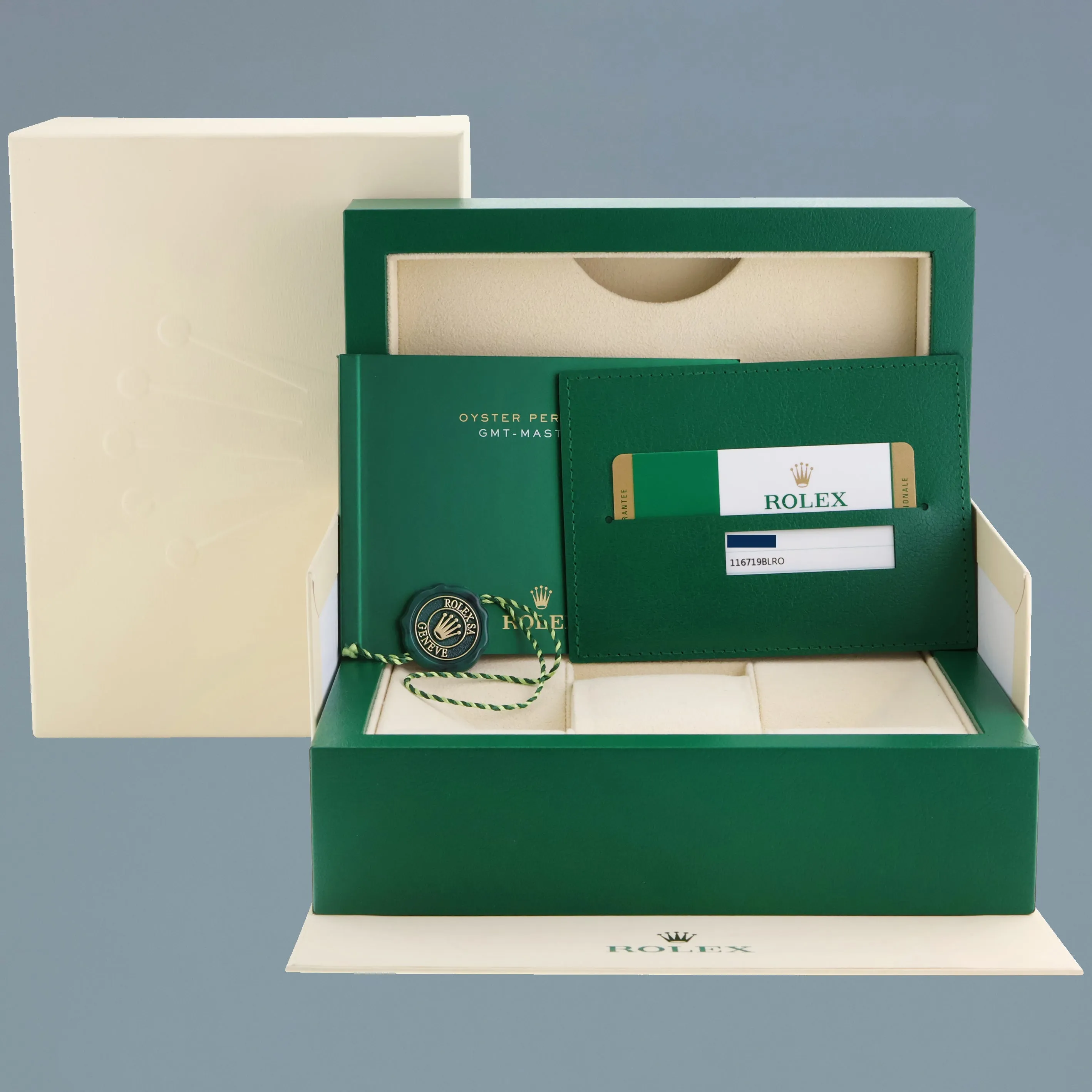MINT PAPERS Rolex GMT-Master II Pepsi White Gold Blue Dial 116719BLRO Watch Box