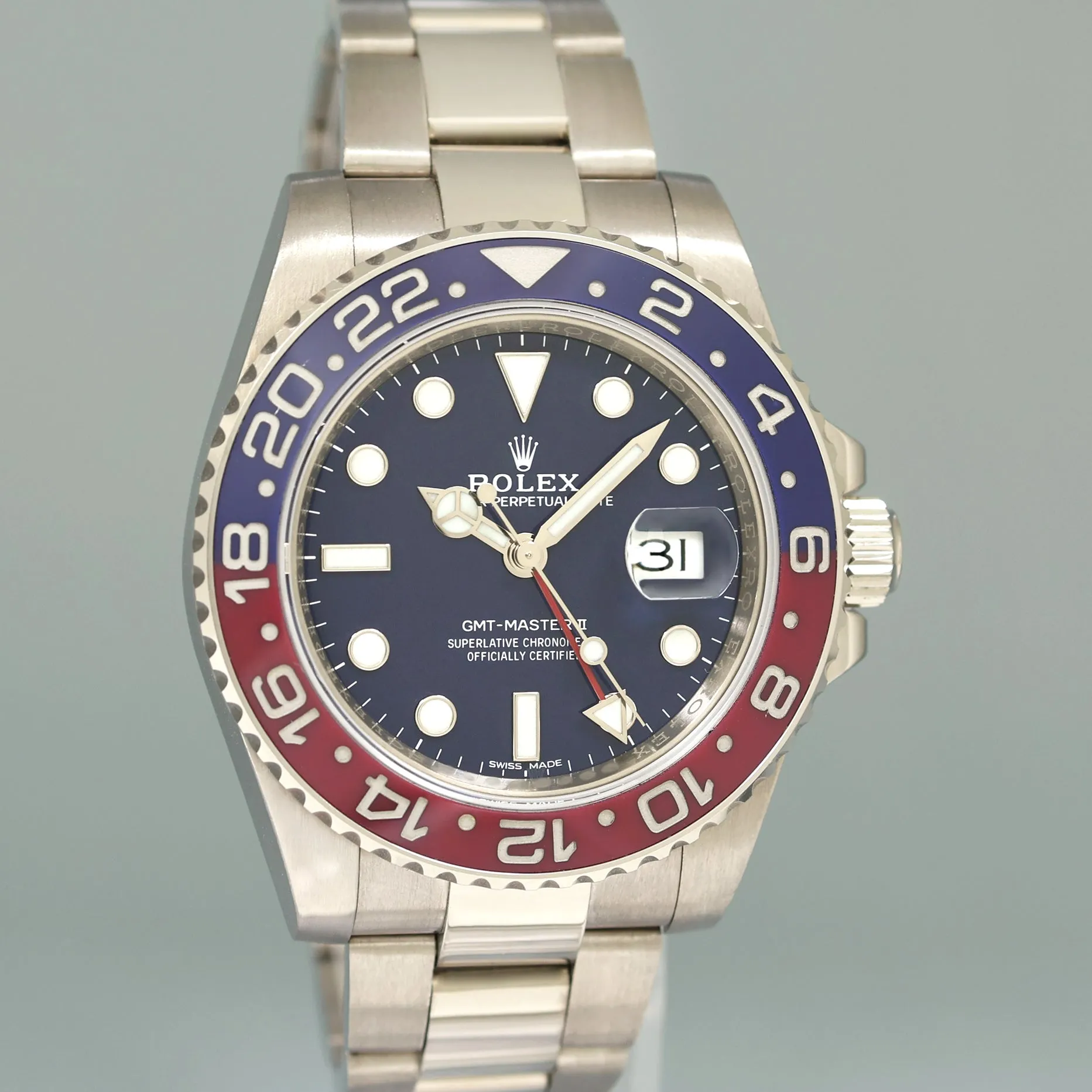 MINT PAPERS Rolex GMT-Master II Pepsi White Gold Blue Dial 116719BLRO Watch Box